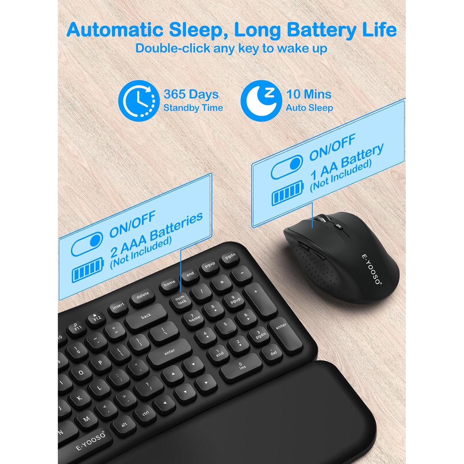 Combo Teclado y Ratón Inalámbrico Ergonómico E-YOOSO 2.4G