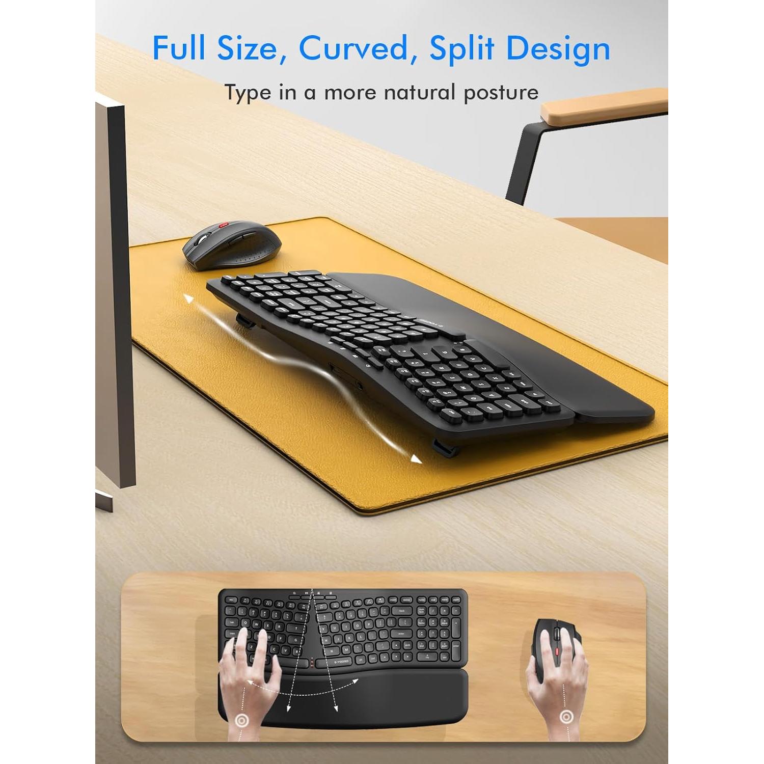 Combo Teclado y Ratón Inalámbrico Ergonómico E-YOOSO 2.4G