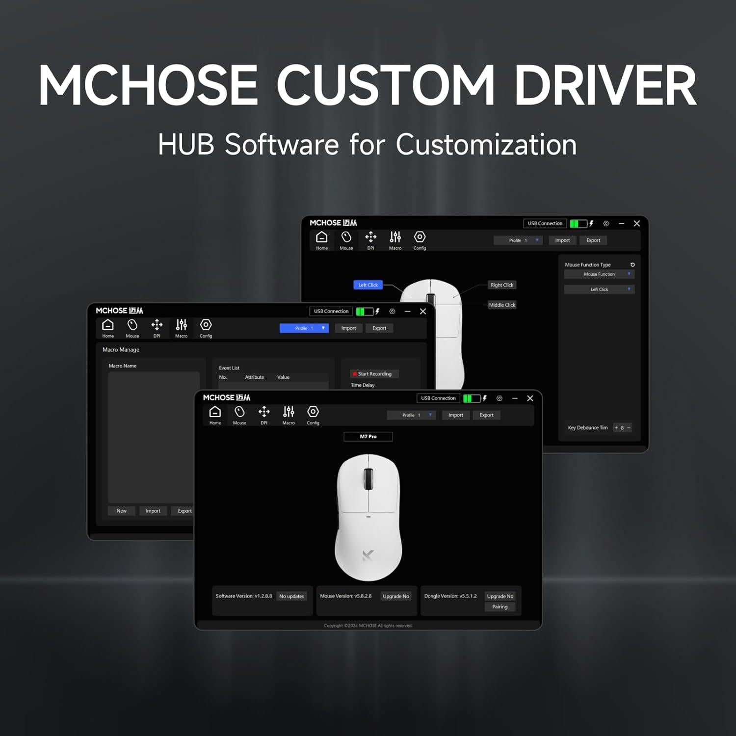 Ratón Gaming Inalámbrico MCHOSE M7 Blanco 8K Polling 26000 DPI