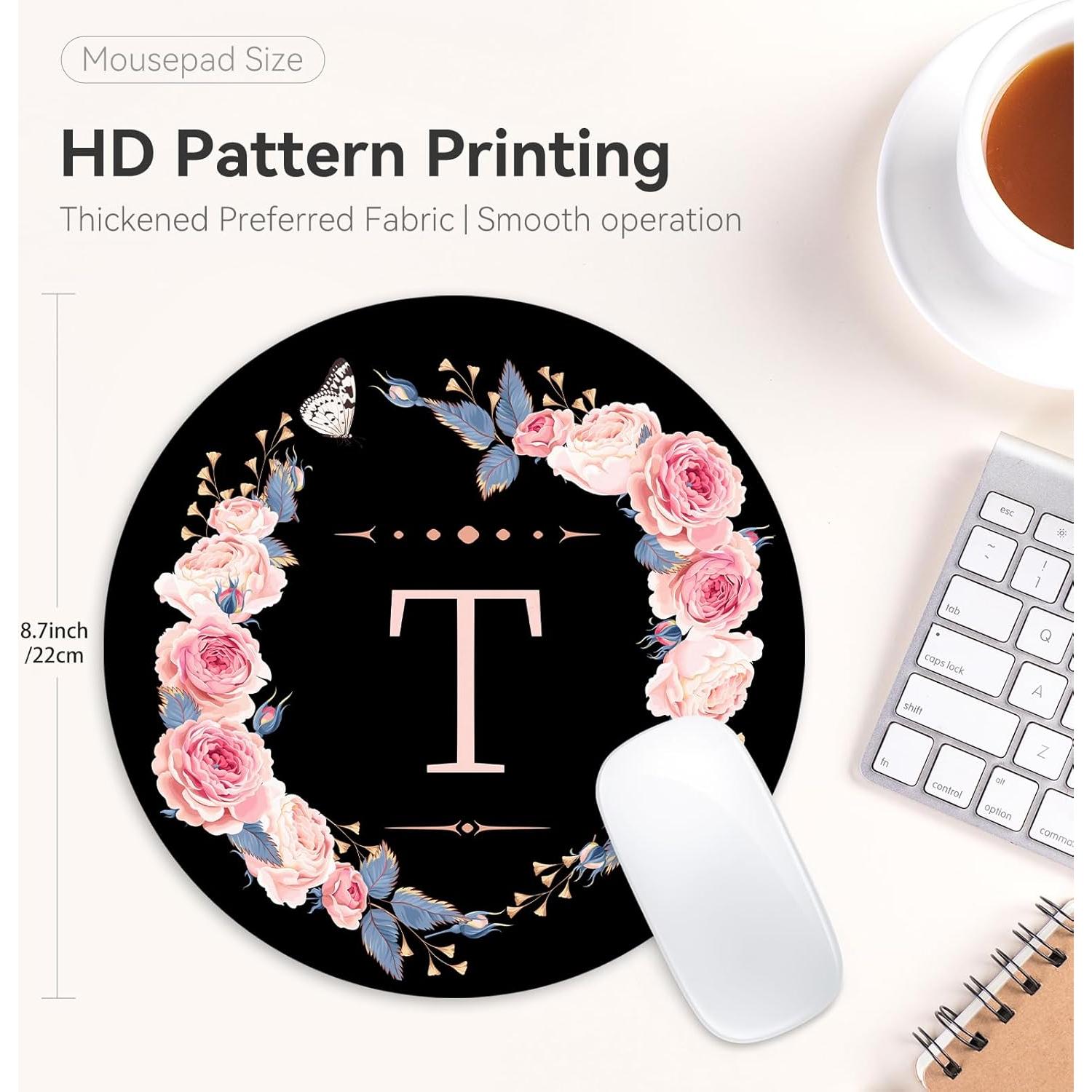 Alfombrilla de Ratón Redonda Adastrah 22 cm Flores Negras y Rosas