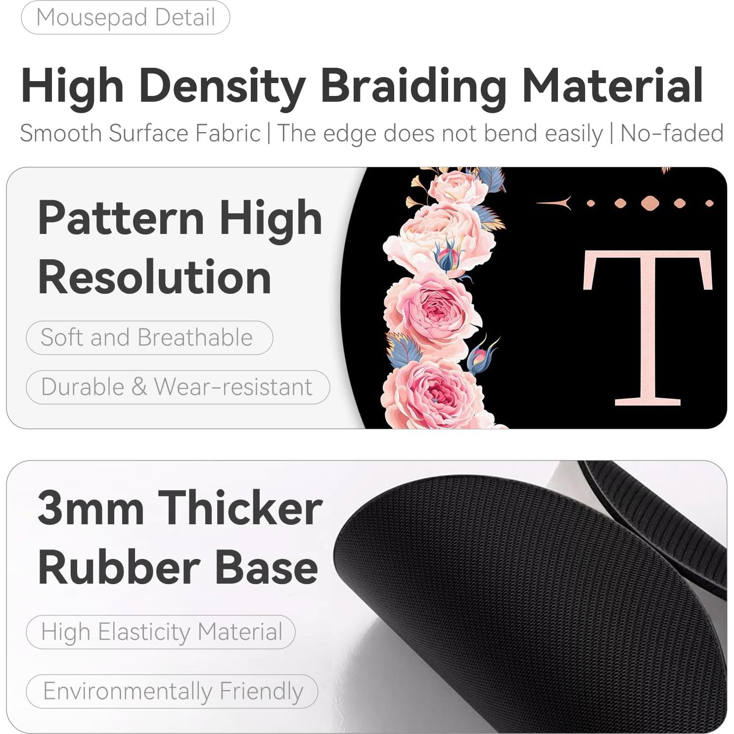 Alfombrilla de Ratón Redonda Adastrah 22 cm Flores Negras y Rosas