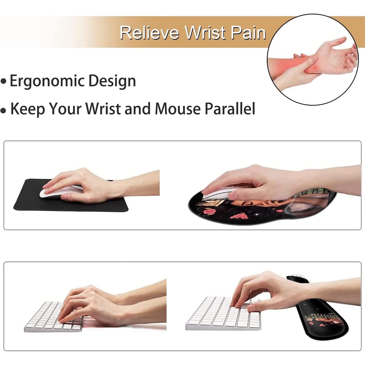 Alfombrilla de Ratón y Reposamuñecas Ergonómico YVB - 43.94x21.95cm