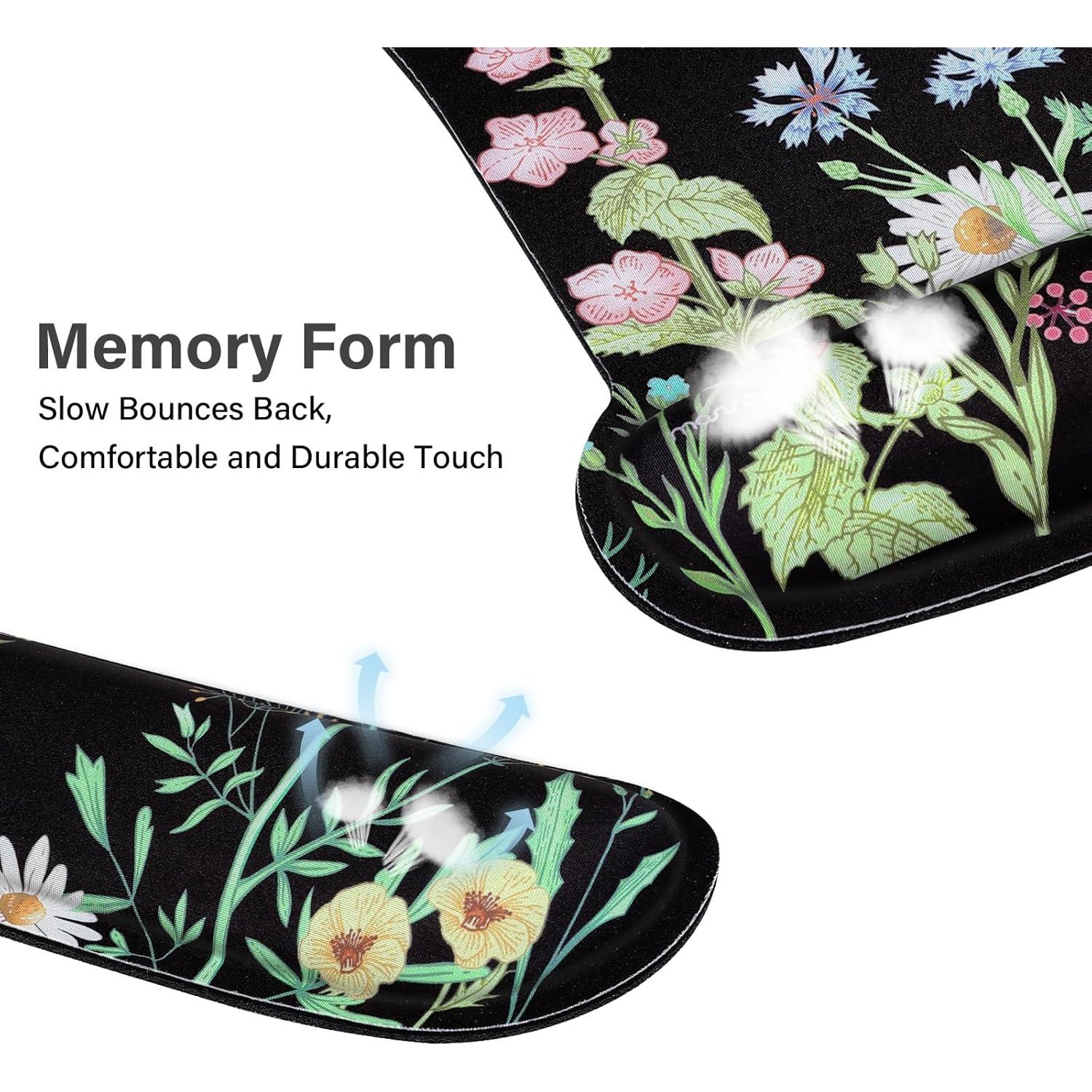 Conjunto Alfombrilla de Teclado y Ratón MOSISO Floral Ergonómica