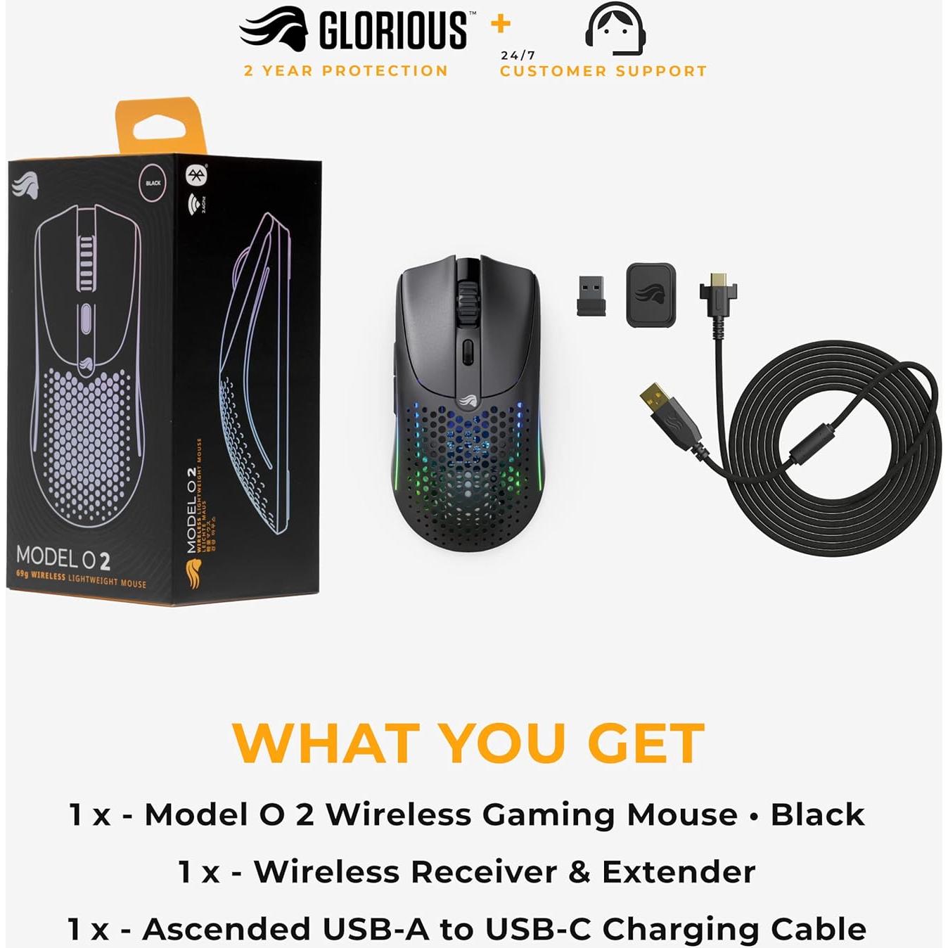 Ratón Inalámbrico Glorious Model O 2 - 68g, RGB, Ambidextro