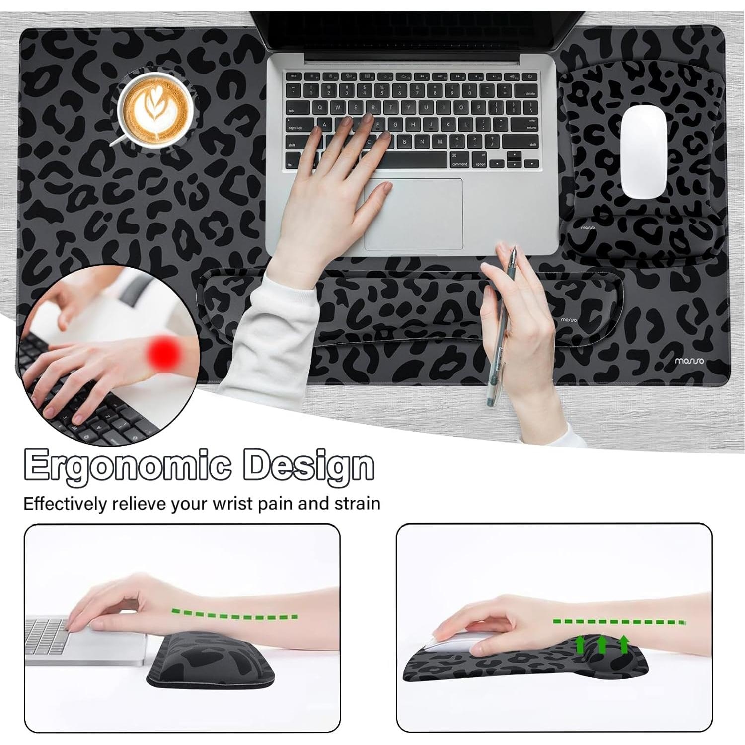 Soporte de Reposamuñecas MOSISO Ergonomico + Alfombrilla 80x40cm