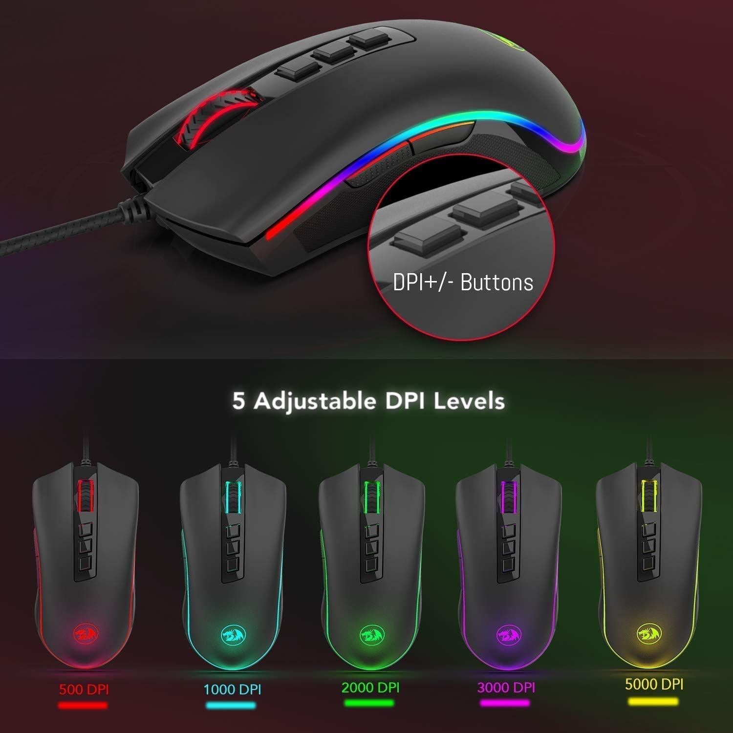Ratón Óptico para Juegos Redragon M711 Cobra RGB 10000 DPI