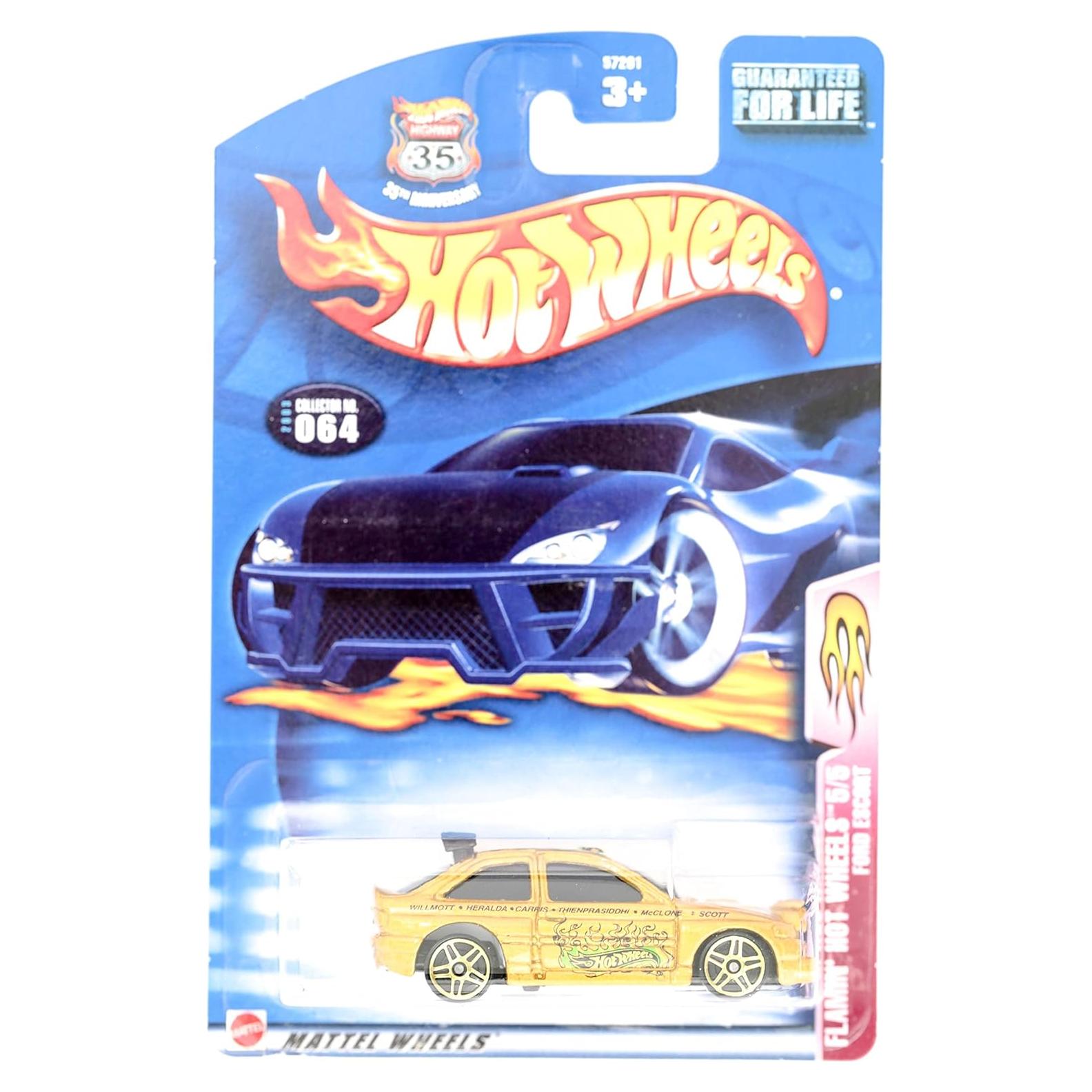 Coche de metal Hot Wheels Ford Escort ORO 2003 8,41x5,58cm