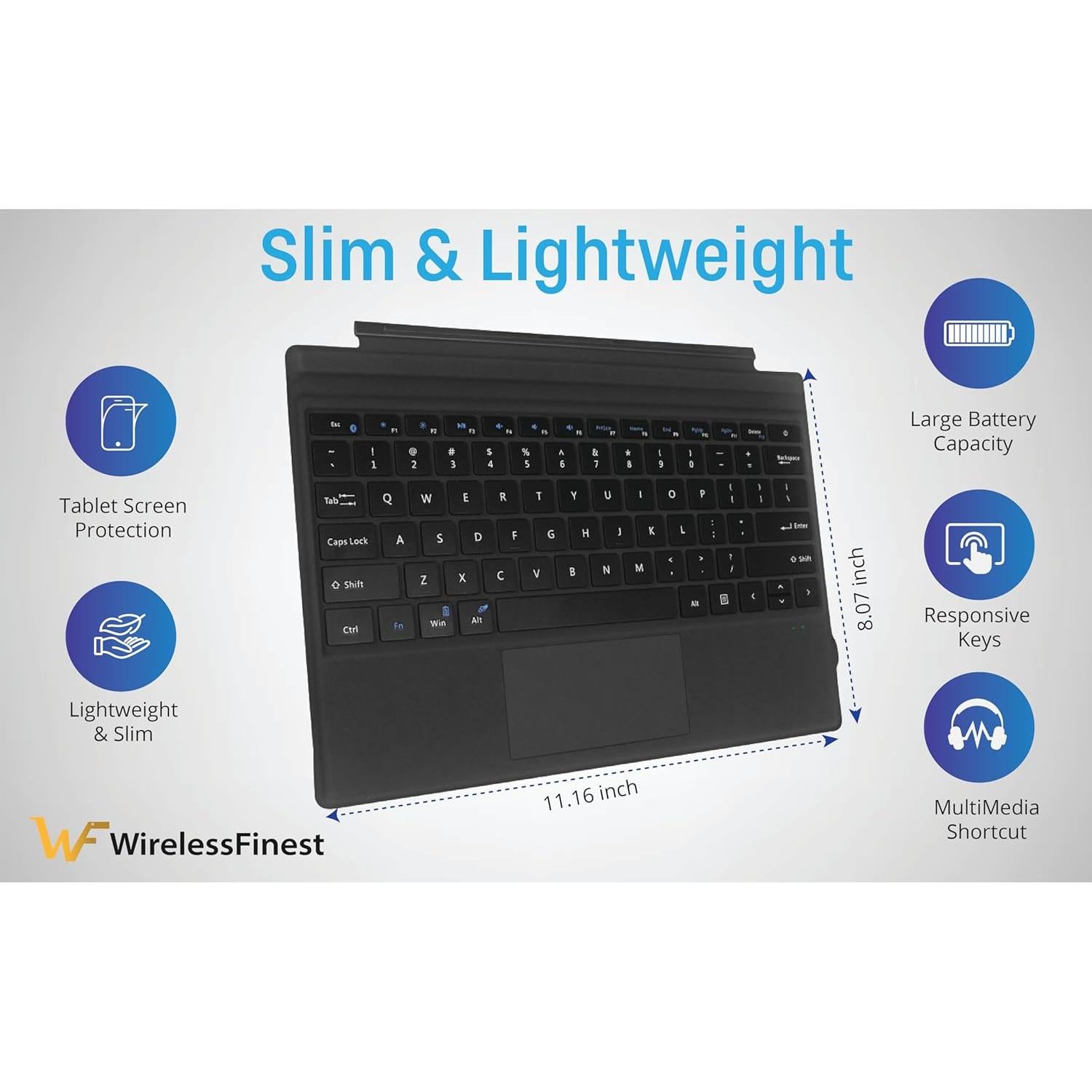 Teclado Inalámbrico Bluetooth con Trackpad para Surface Pro