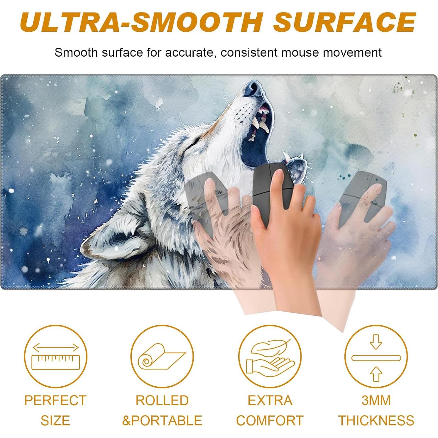 Alfombrilla de escritorio ergonómica Mxfdegf Lobo Gris 3 en 1