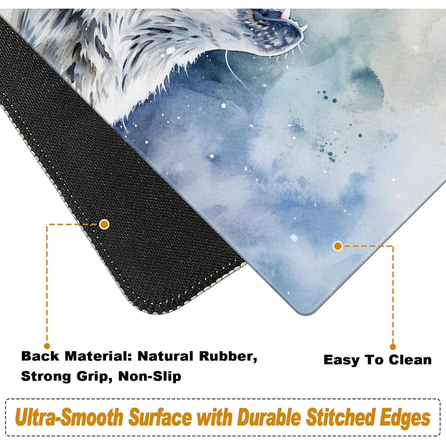 Alfombrilla de escritorio ergonómica Mxfdegf Lobo Gris 3 en 1