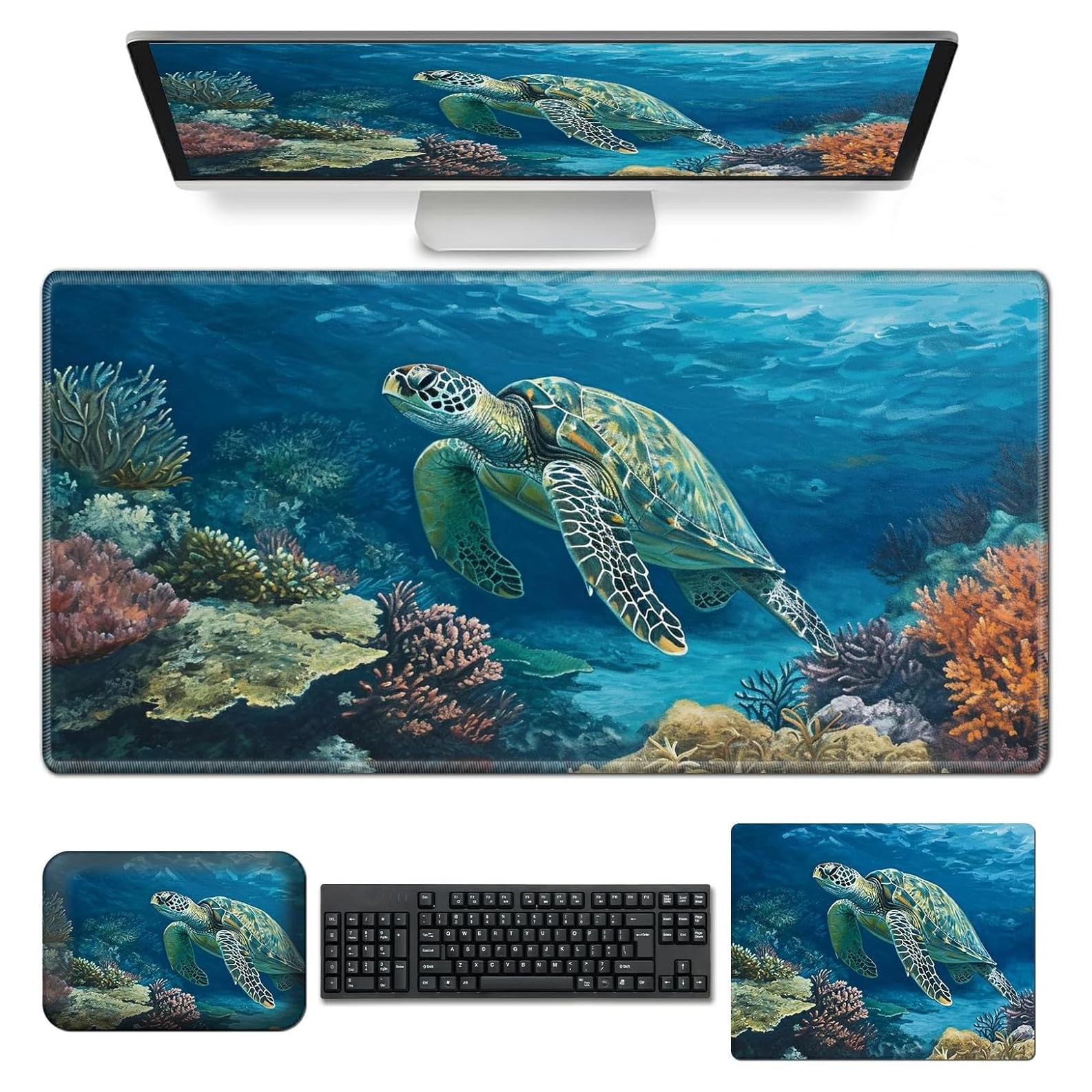 Alfombrilla de Escritorio 3 en 1 RAUEDWDJS Tortuga Marina