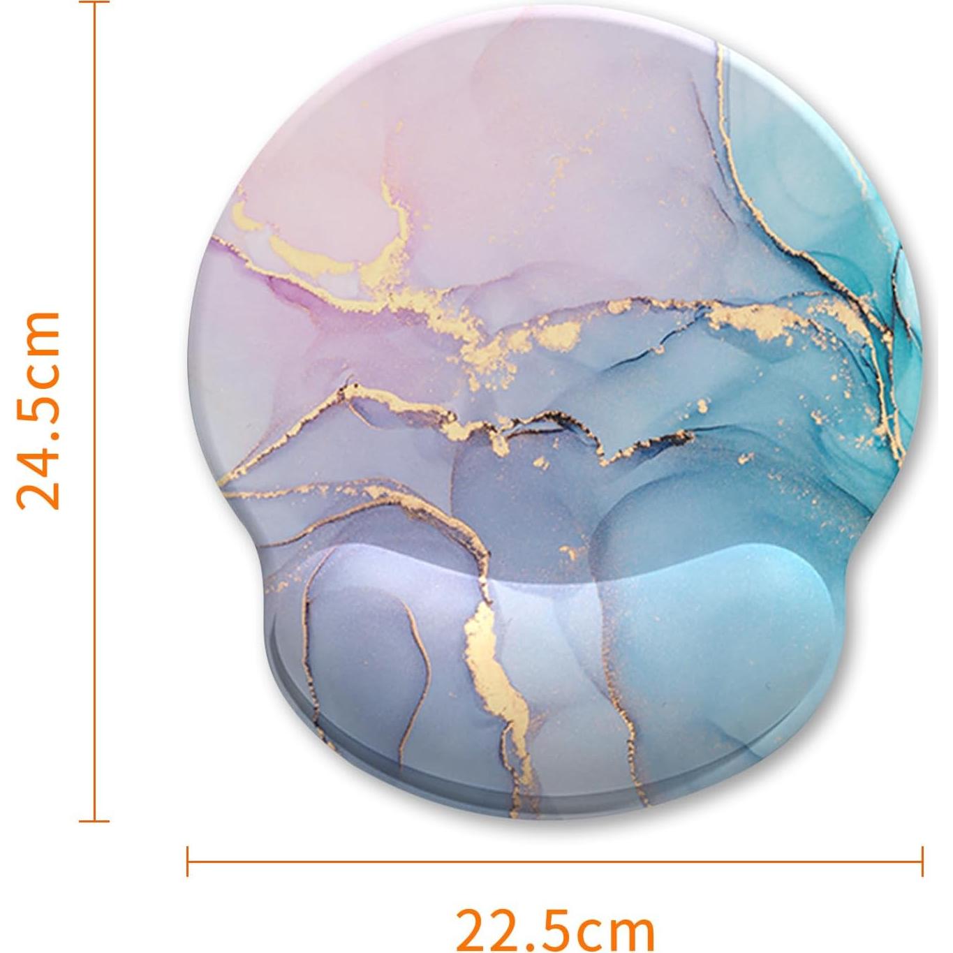 Alfombrilla de Ratón Ergonomica GOZOPO con Soporte de Gel - Mármol Cian Rosa