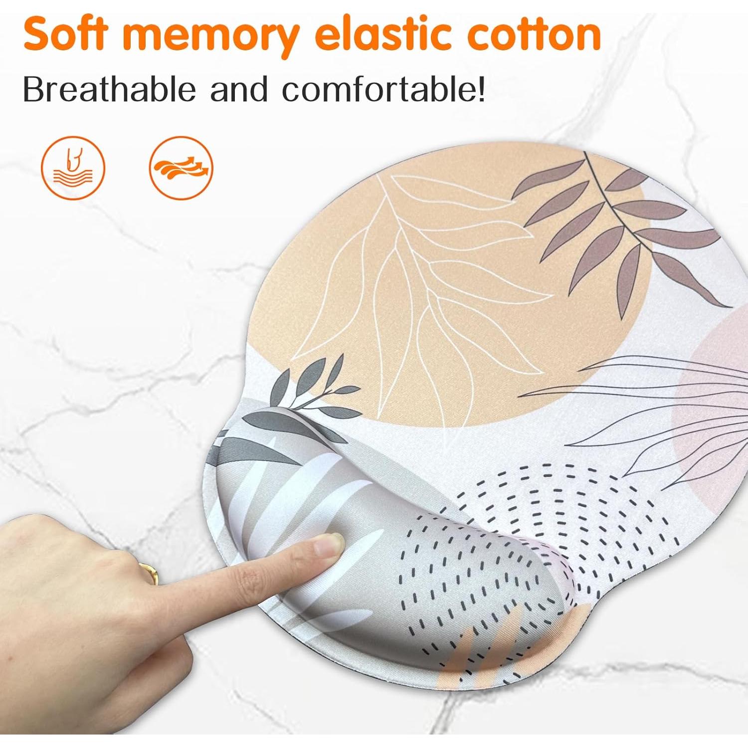 Alfombrilla de Ratón Ergonomica GOZOPO con Soporte de Gel - Mármol Cian Rosa