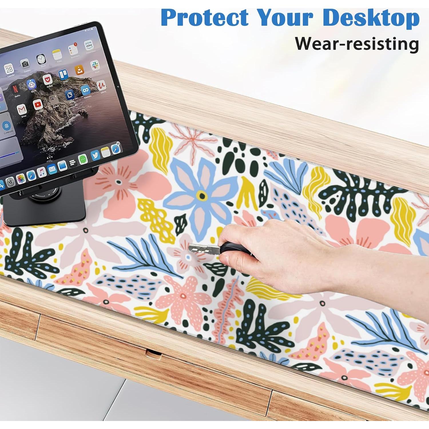 Alfombrilla de Ratón Grande ZTHLL 80x40 cm Flores Tropicales