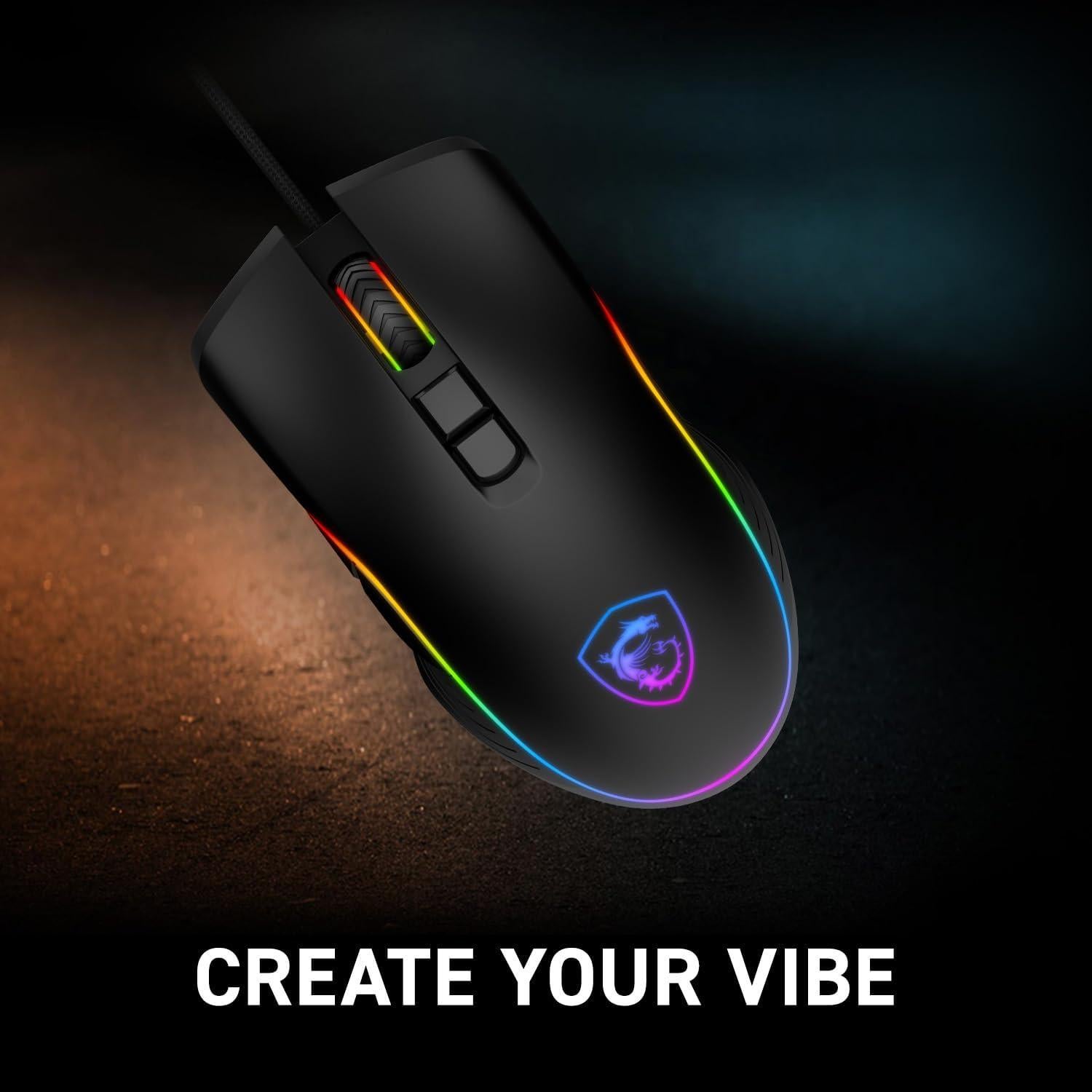 Ratón Gaming MSI Forge GM300 USB RGB Ligero 7200 DPI