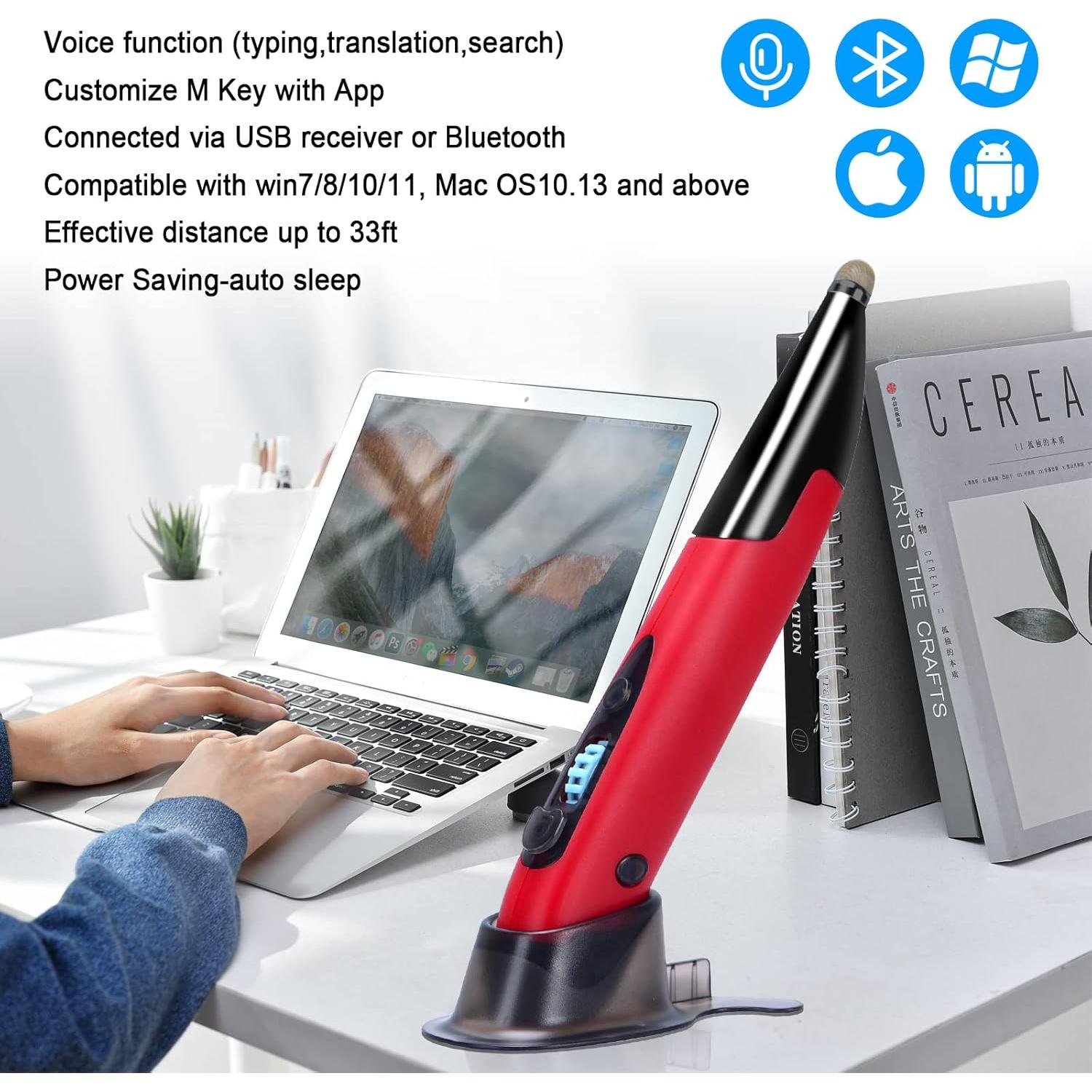 Ratón Óptico Inalámbrico Lychee Rojo con Control de Voz