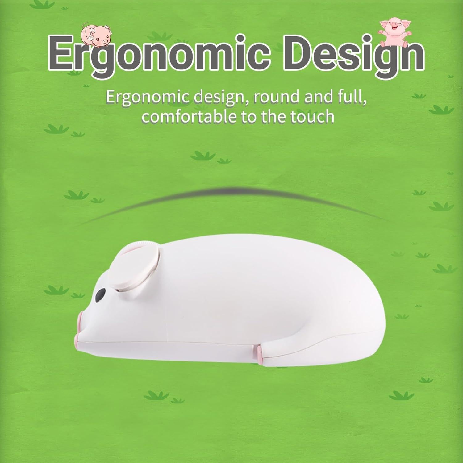 Ratón Bluetooth 5.1 Doble Modo Ergonomico Cerdo Blanco 1200DPI