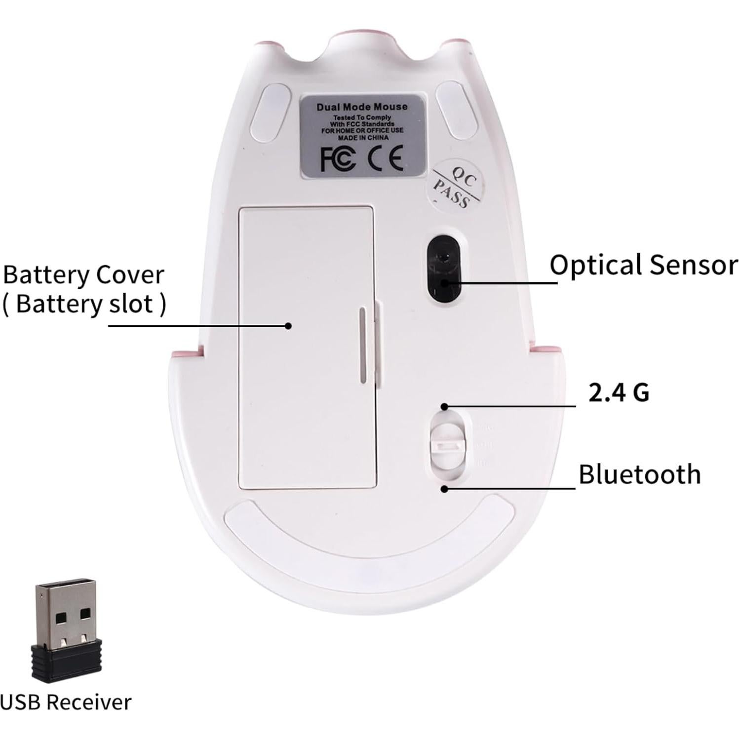 Ratón Bluetooth 5.1 Doble Modo Ergonomico Cerdo Blanco 1200DPI