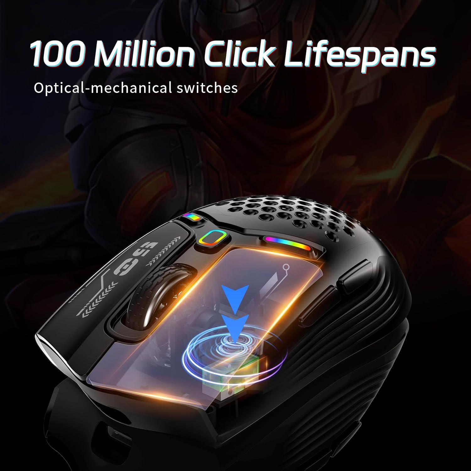 TENMOS M530 Ratón Gaming Inalámbrico 12000 DPI RGB Negro