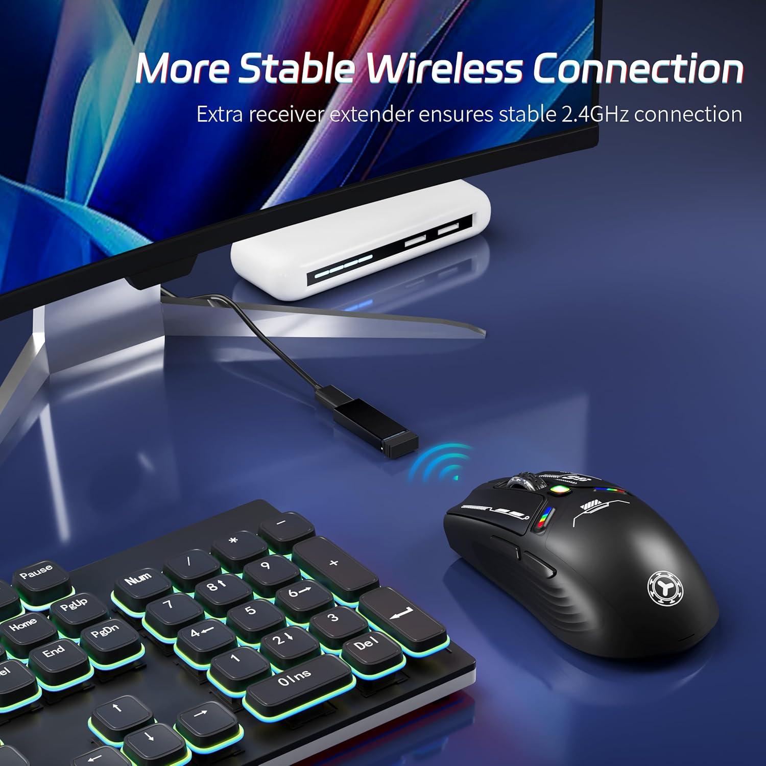 TENMOS M530 Ratón Gaming Inalámbrico 12000 DPI RGB Negro