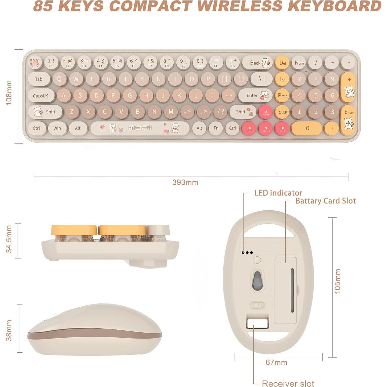 Teclado Inalámbrico SVAFA Slim Café 84 Teclas Silencioso