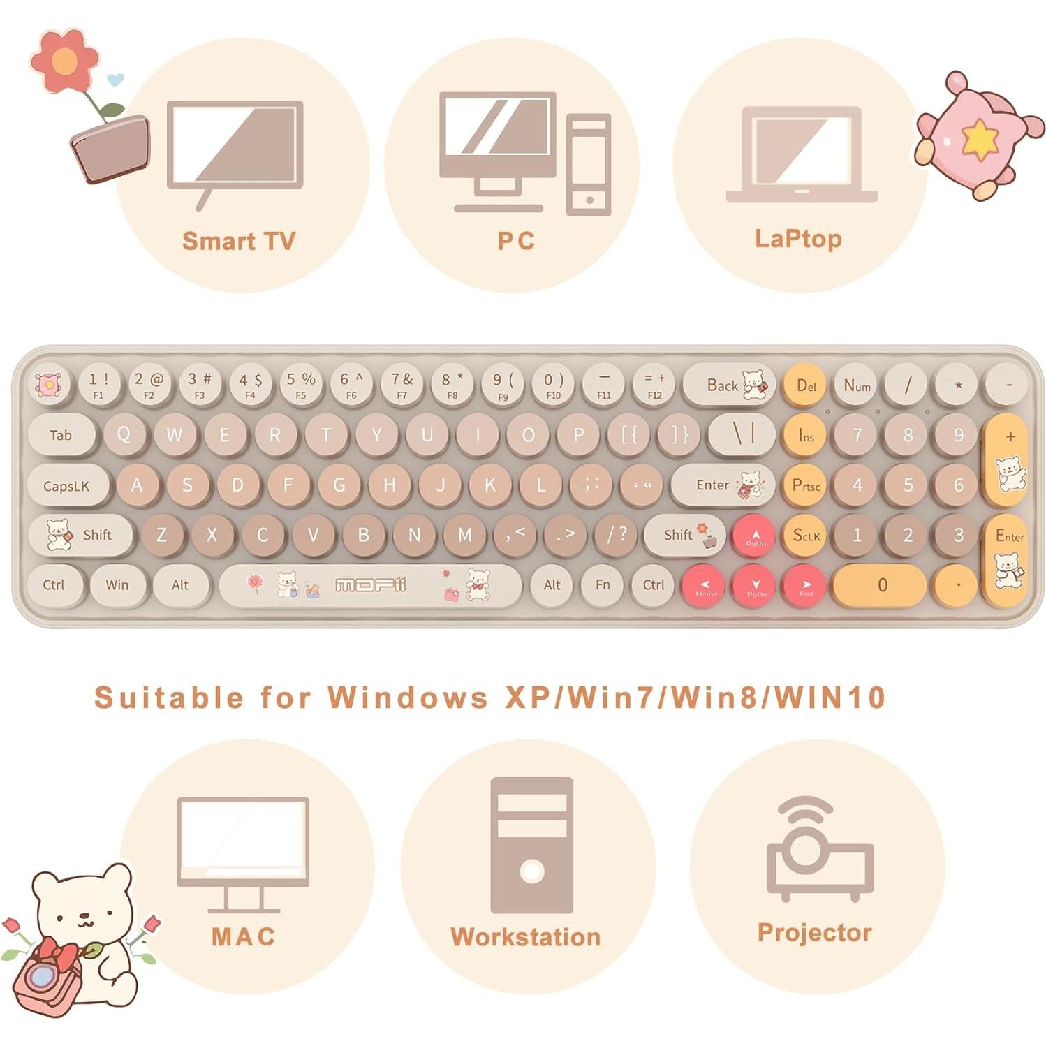 Teclado Inalámbrico SVAFA Slim Café 84 Teclas Silencioso