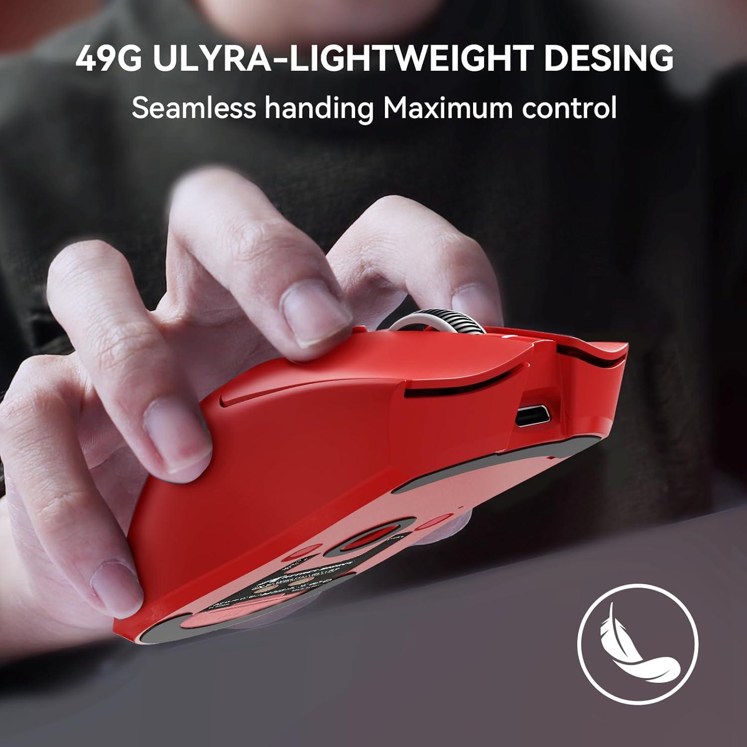 Ratón Gaming Inalámbrico MAMBASNAKE X1 RGB 40K DPI Rojo