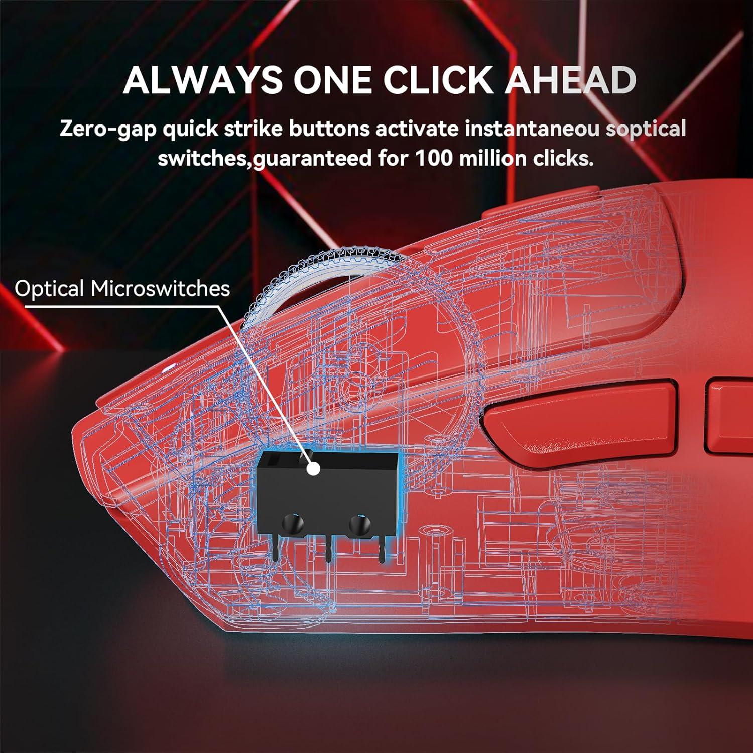 Ratón Gaming Inalámbrico MAMBASNAKE X1 RGB 40K DPI Rojo