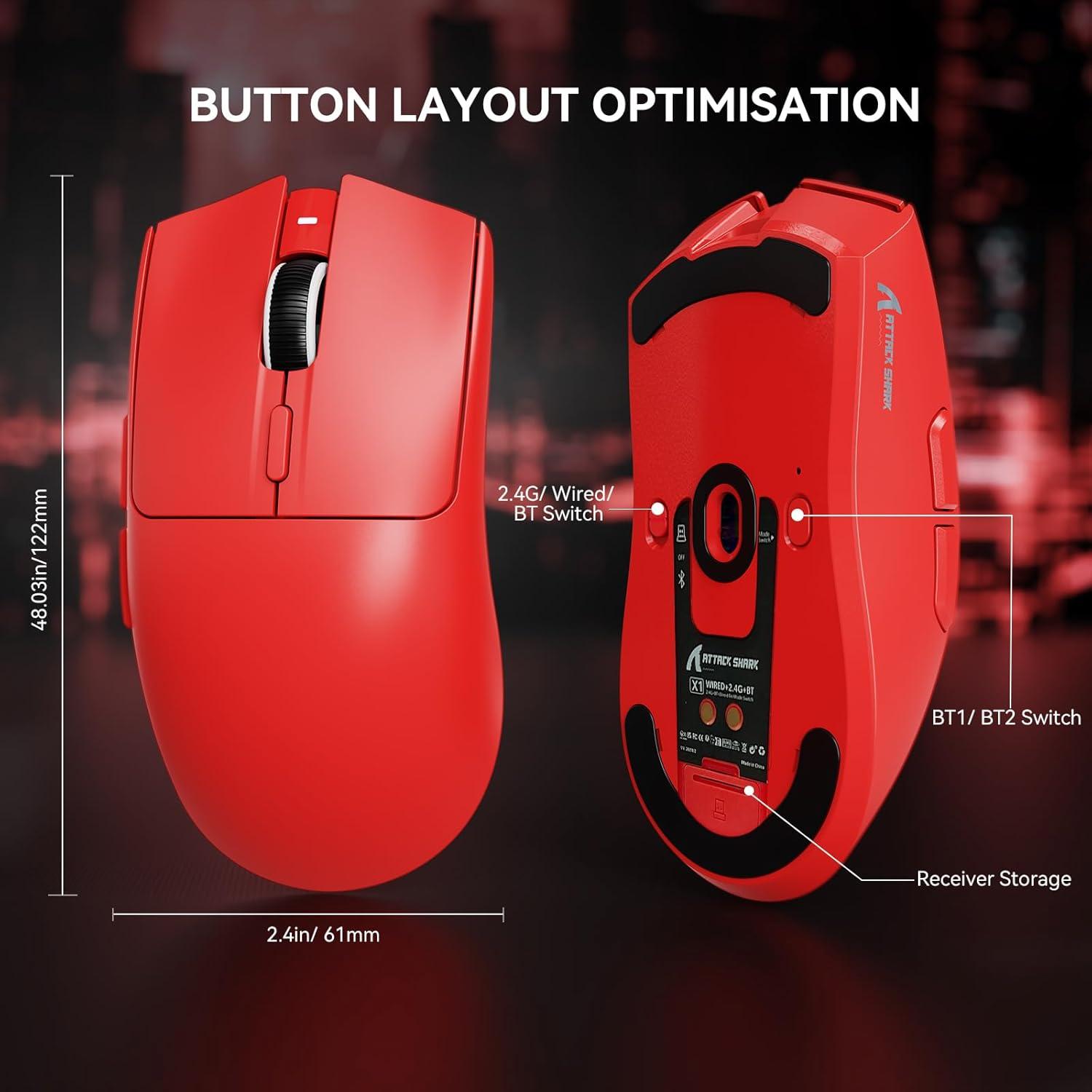 Ratón Gaming Inalámbrico MAMBASNAKE X1 RGB 40K DPI Rojo