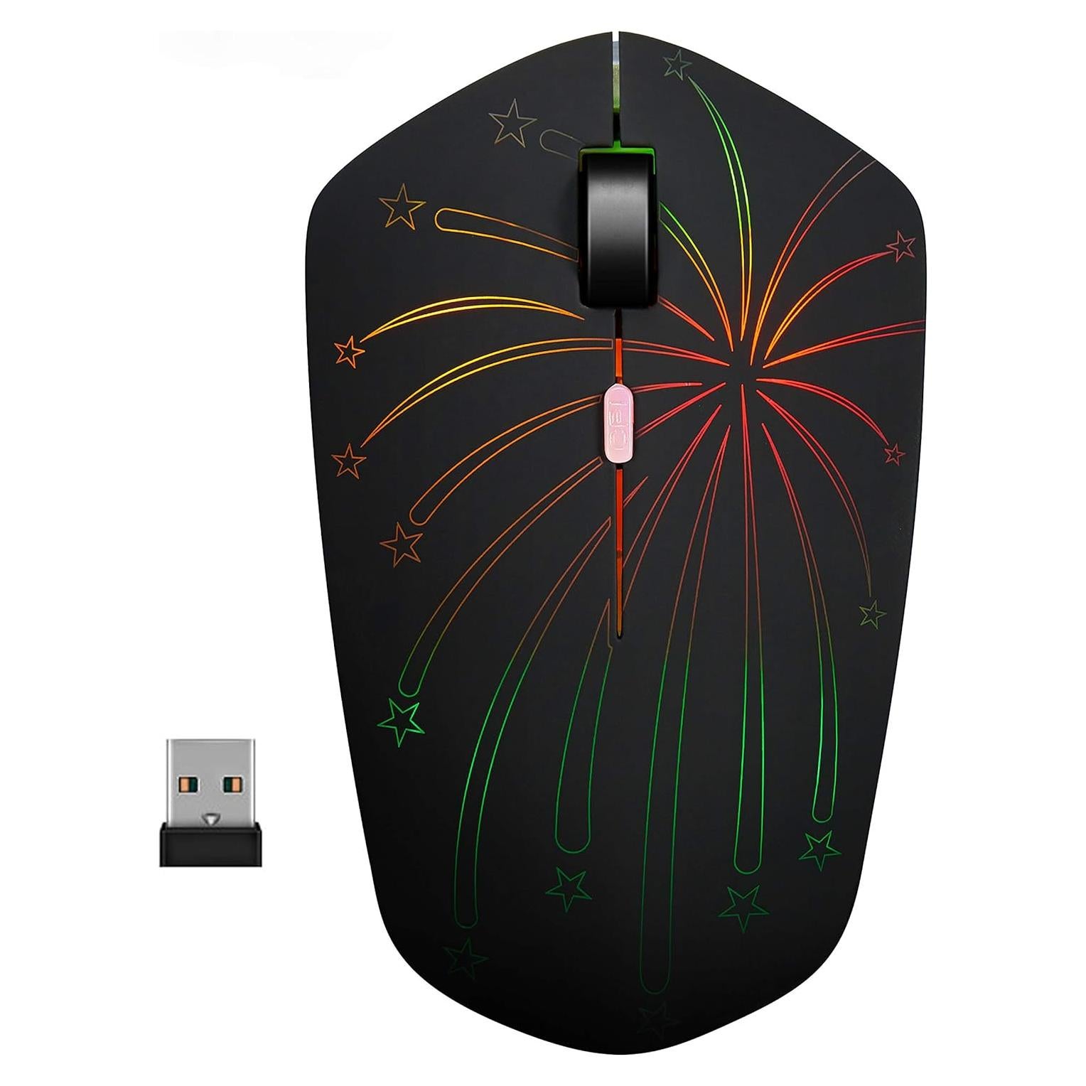 Ratón Inalámbrico Recargable Howell Firework, 7 Colores LED