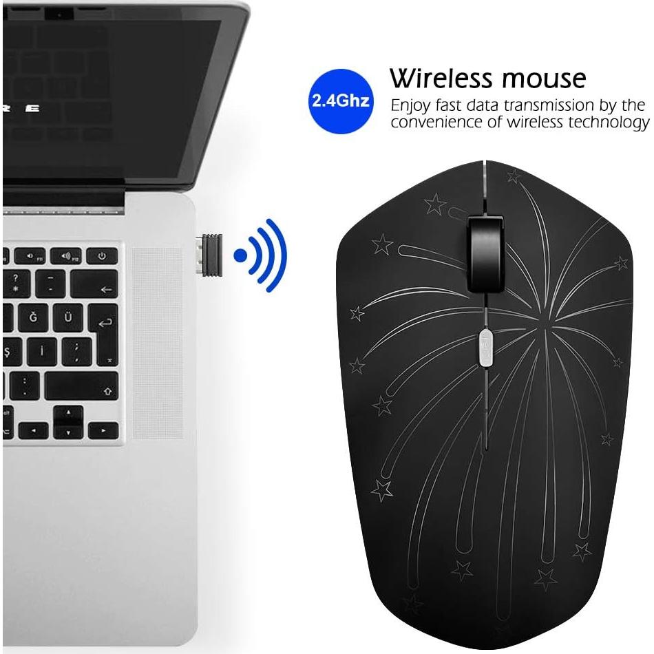 Ratón Inalámbrico Recargable Howell Firework, 7 Colores LED