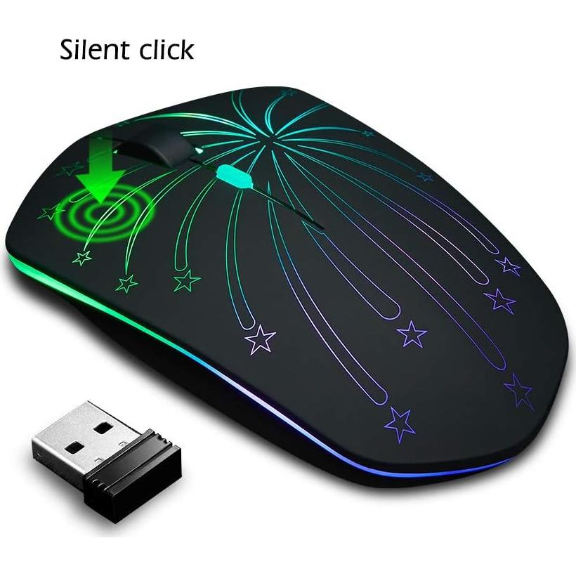 Ratón Inalámbrico Recargable Howell Firework, 7 Colores LED