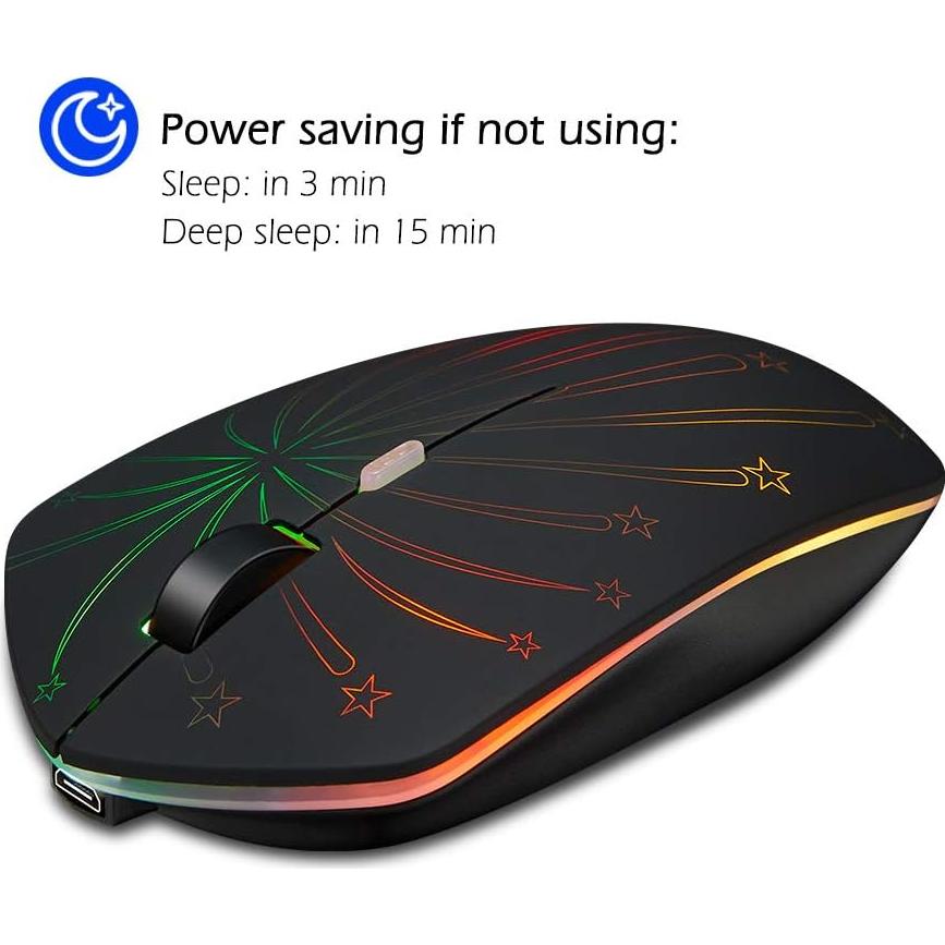 Ratón Inalámbrico Recargable Howell Firework, 7 Colores LED