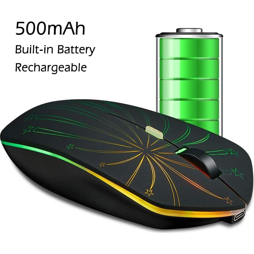 Ratón Inalámbrico Recargable Howell Firework, 7 Colores LED