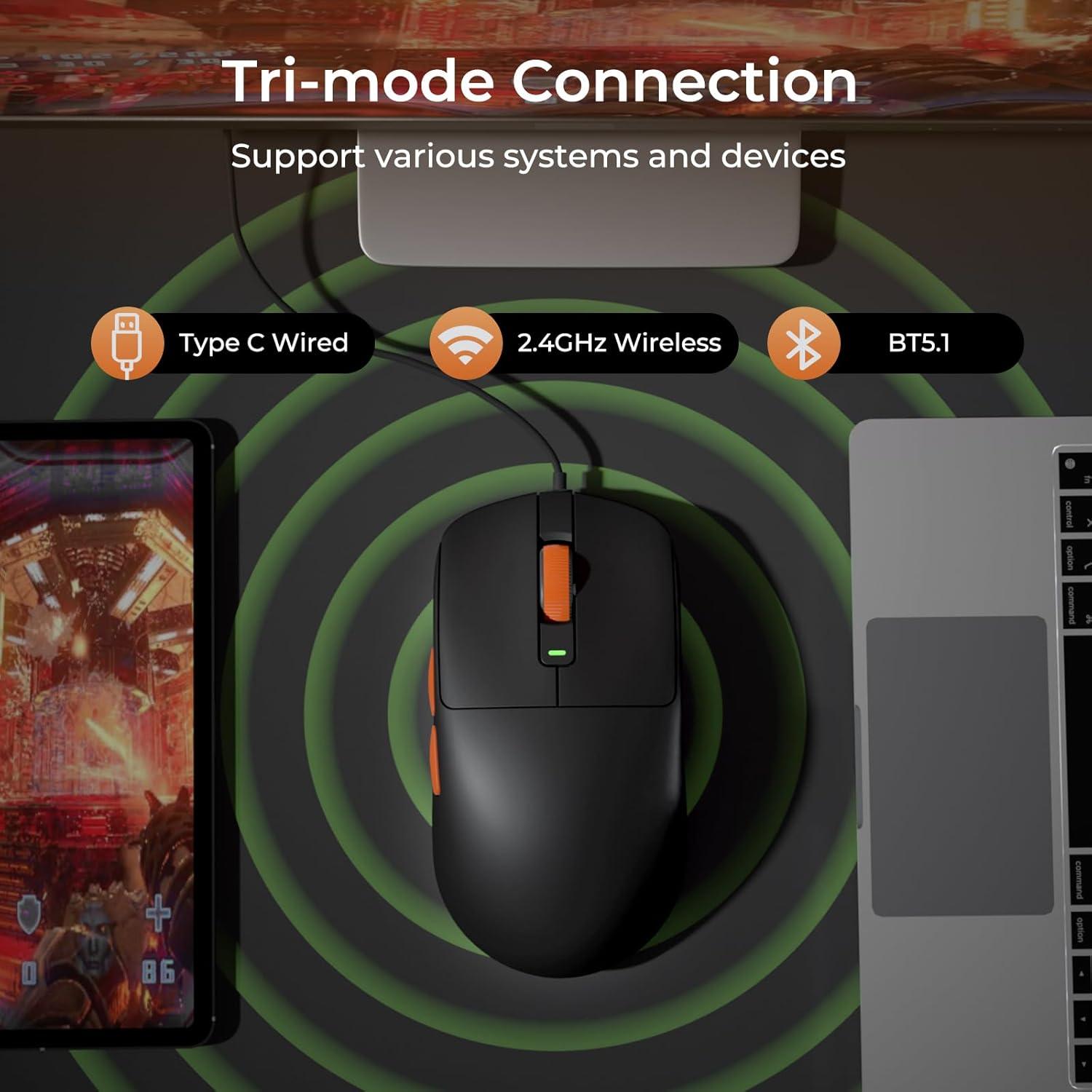 RK ROYAL KLUDGE RK M30 Ratón Inalámbrico 24000 DPI Negro