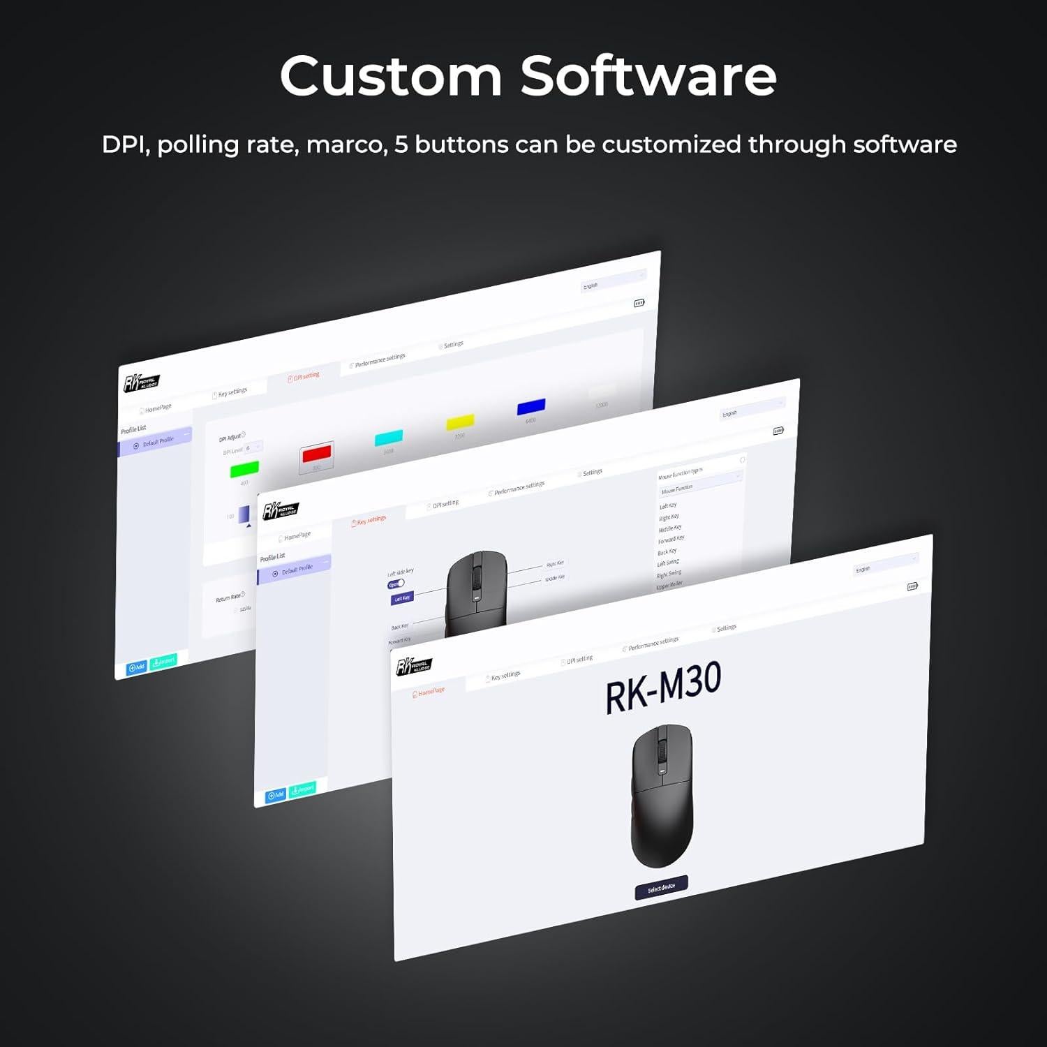 RK ROYAL KLUDGE RK M30 Ratón Inalámbrico 24000 DPI Negro
