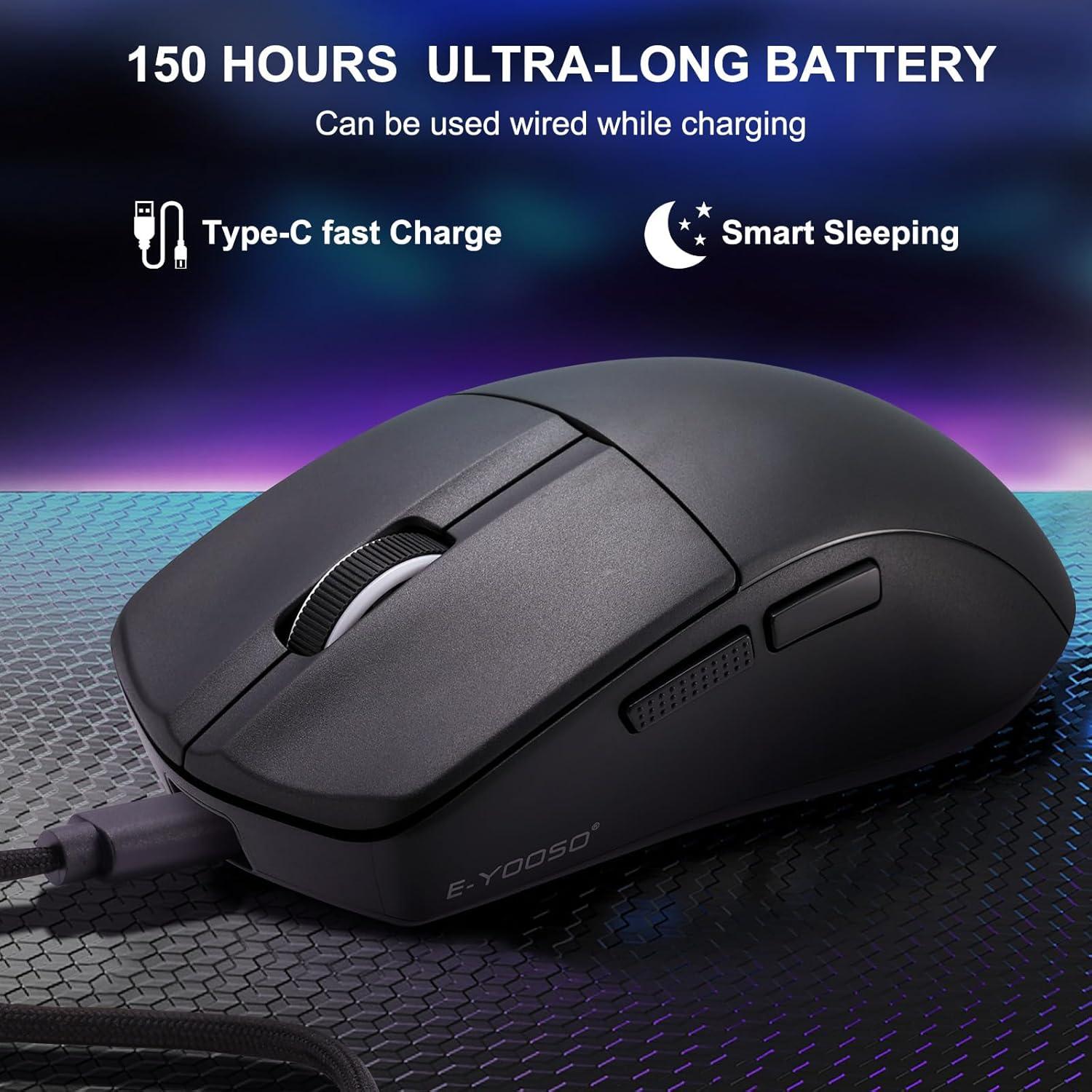 Ratón Gaming Inalámbrico E-YOOSO X-44 26000 DPI Negro