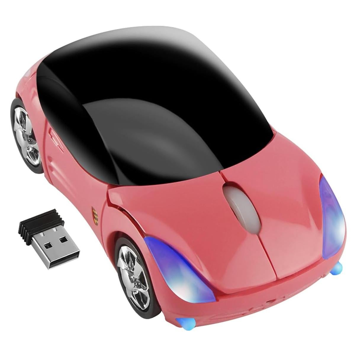 Ratón Inalámbrico Ergonómico Samudgate en Forma de Coche Rosa