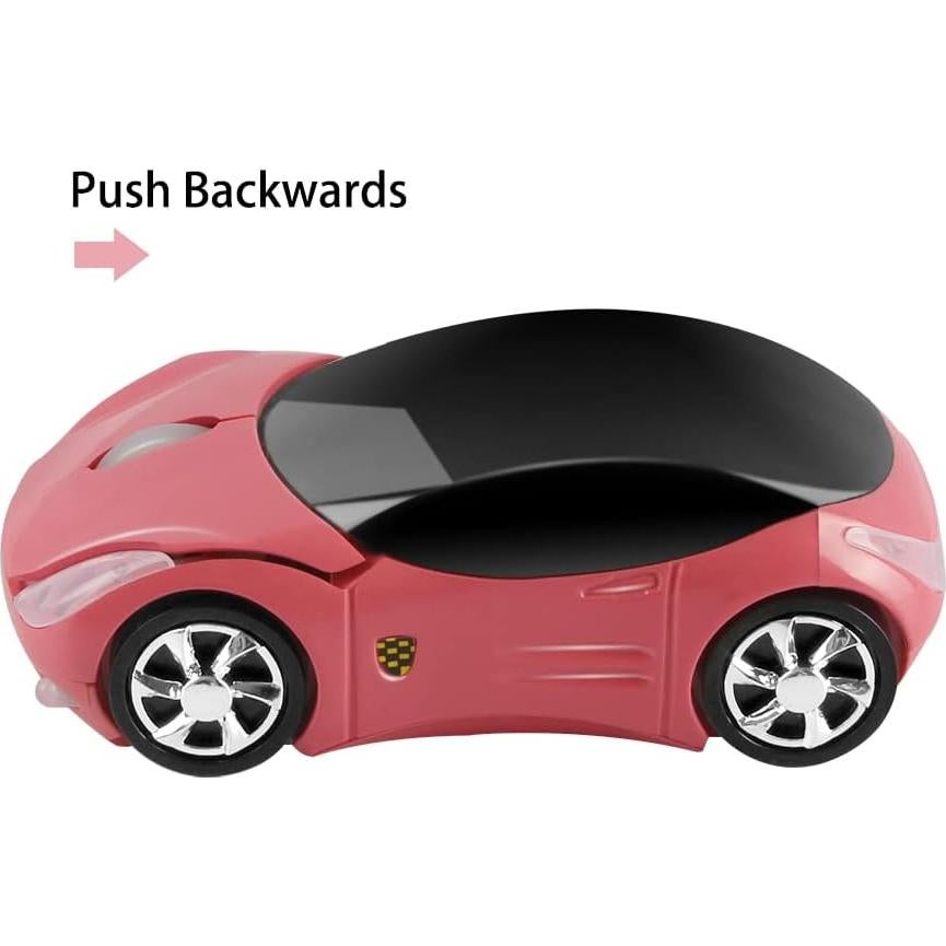 Ratón Inalámbrico Ergonómico Samudgate en Forma de Coche Rosa