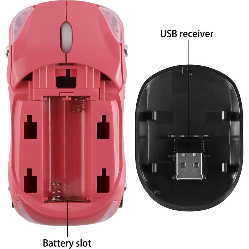 Ratón Inalámbrico Ergonómico Samudgate en Forma de Coche Rosa