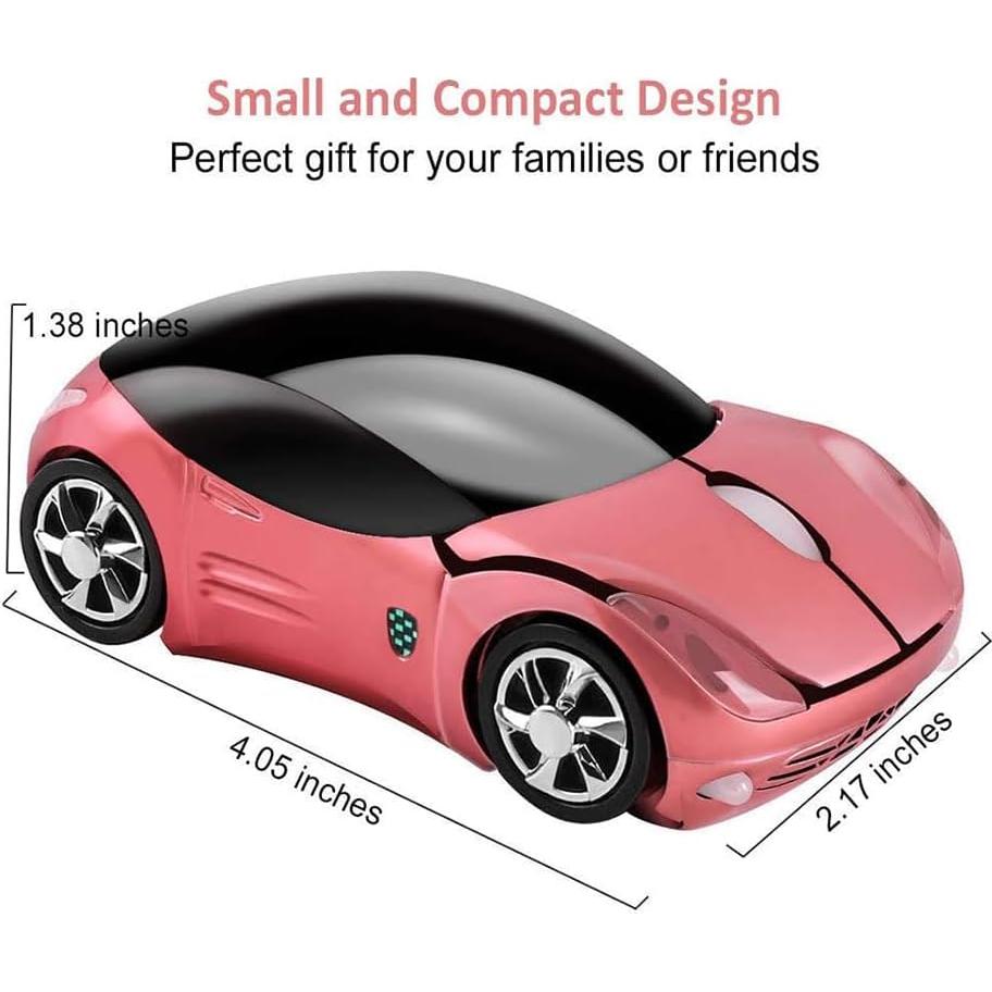 Ratón Inalámbrico Ergonómico Samudgate en Forma de Coche Rosa