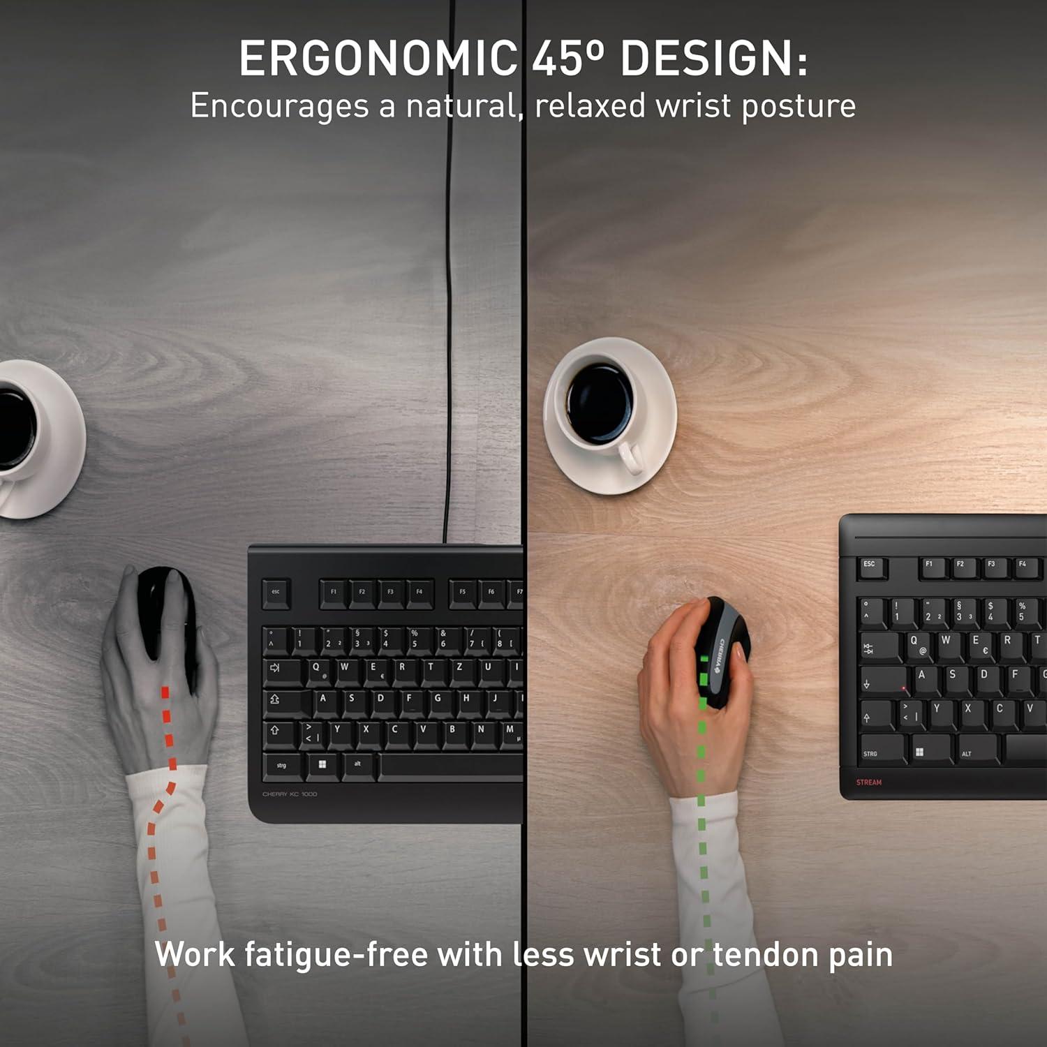 Ratón Inalámbrico Ergonómico Cherry MW 4500 para Zurdos 1200 dpi