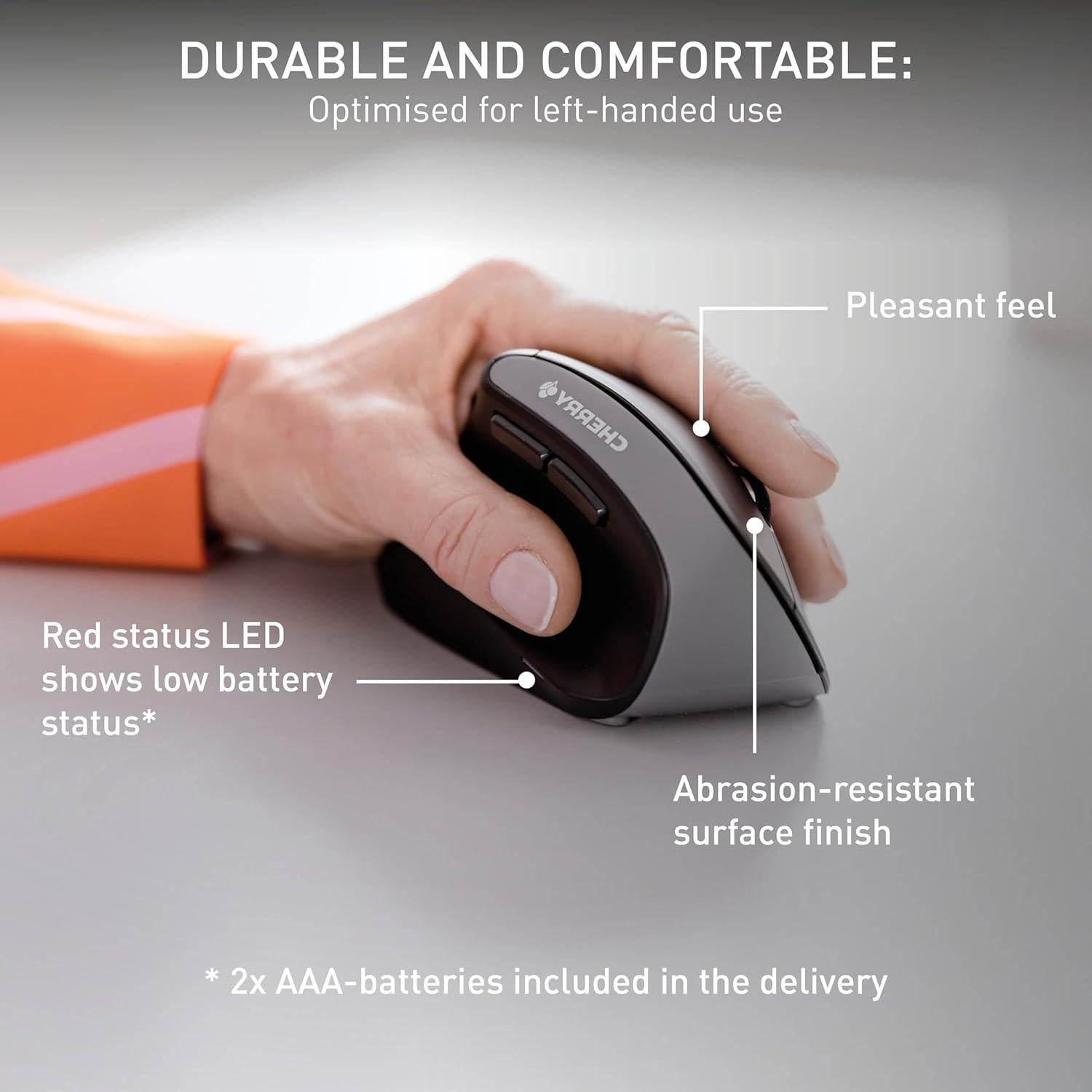 Ratón Inalámbrico Ergonómico Cherry MW 4500 para Zurdos 1200 dpi