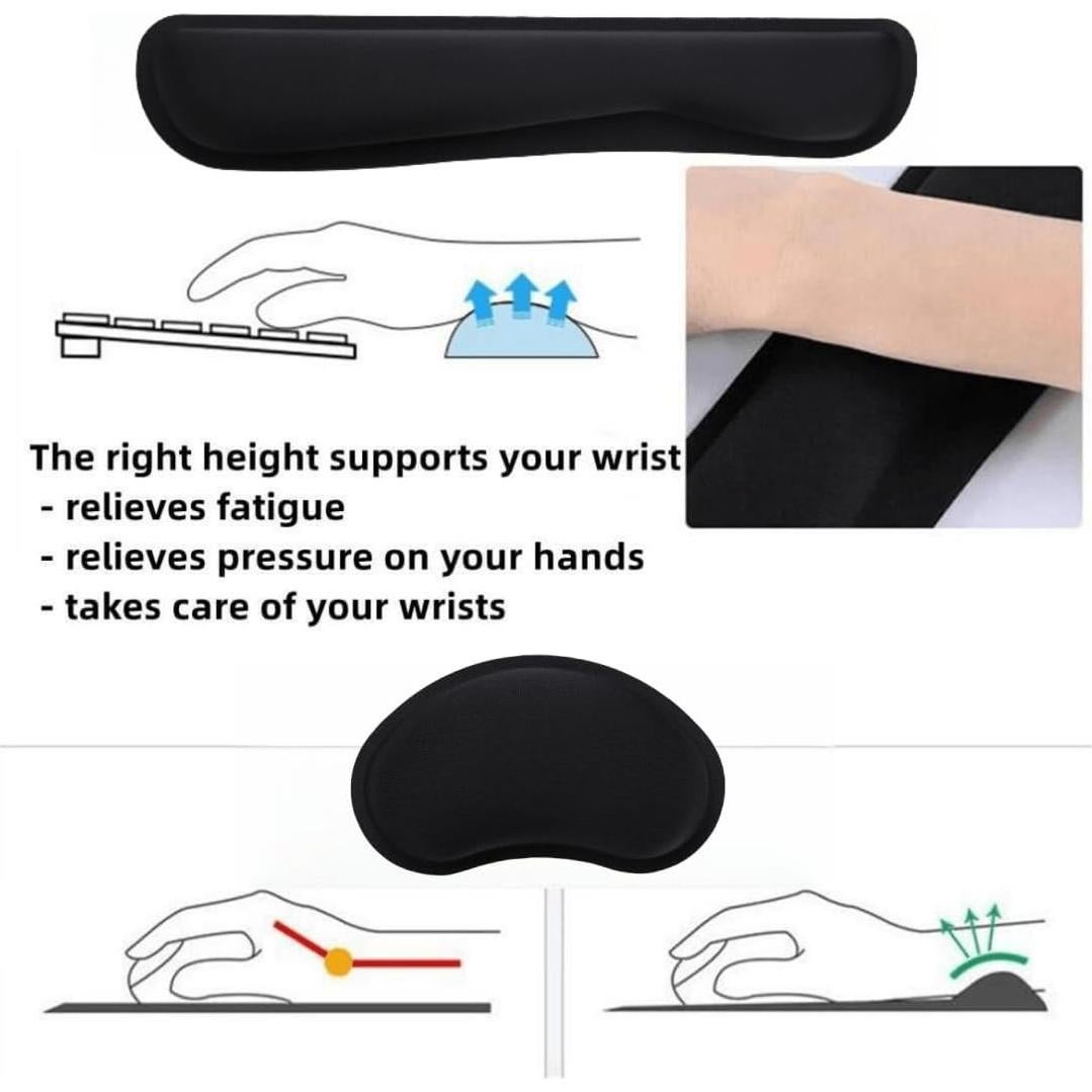 Juego de 8 Piezas Reposamuñecas Ergonómico YFLIUBAI Negro