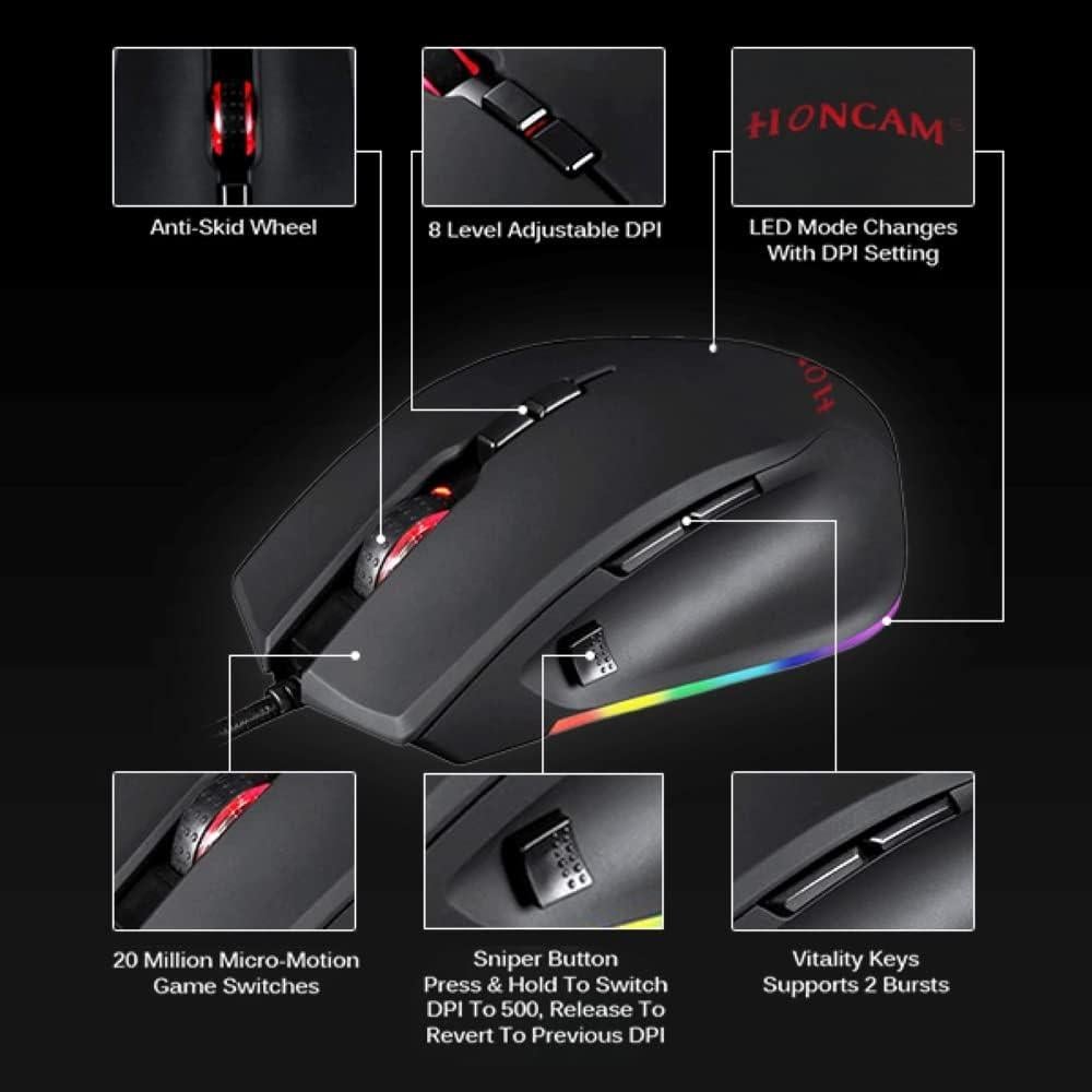 Ratón Gaming Ergonómico Banshee V80 5000 DPI RGB 8 Botones