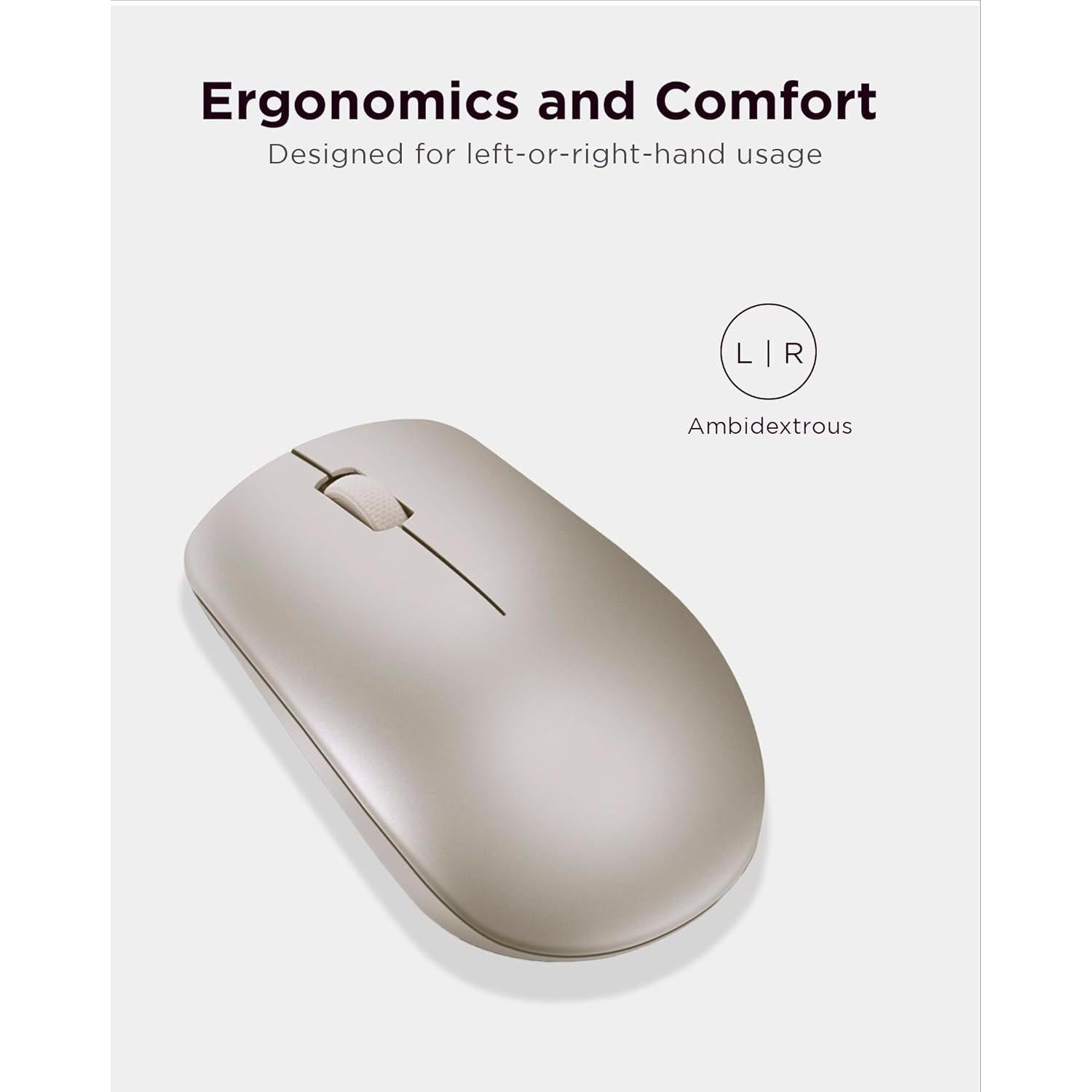 Ratón Inalámbrico Lenovo 530, 1200 DPI, Ergonómico, Almendra