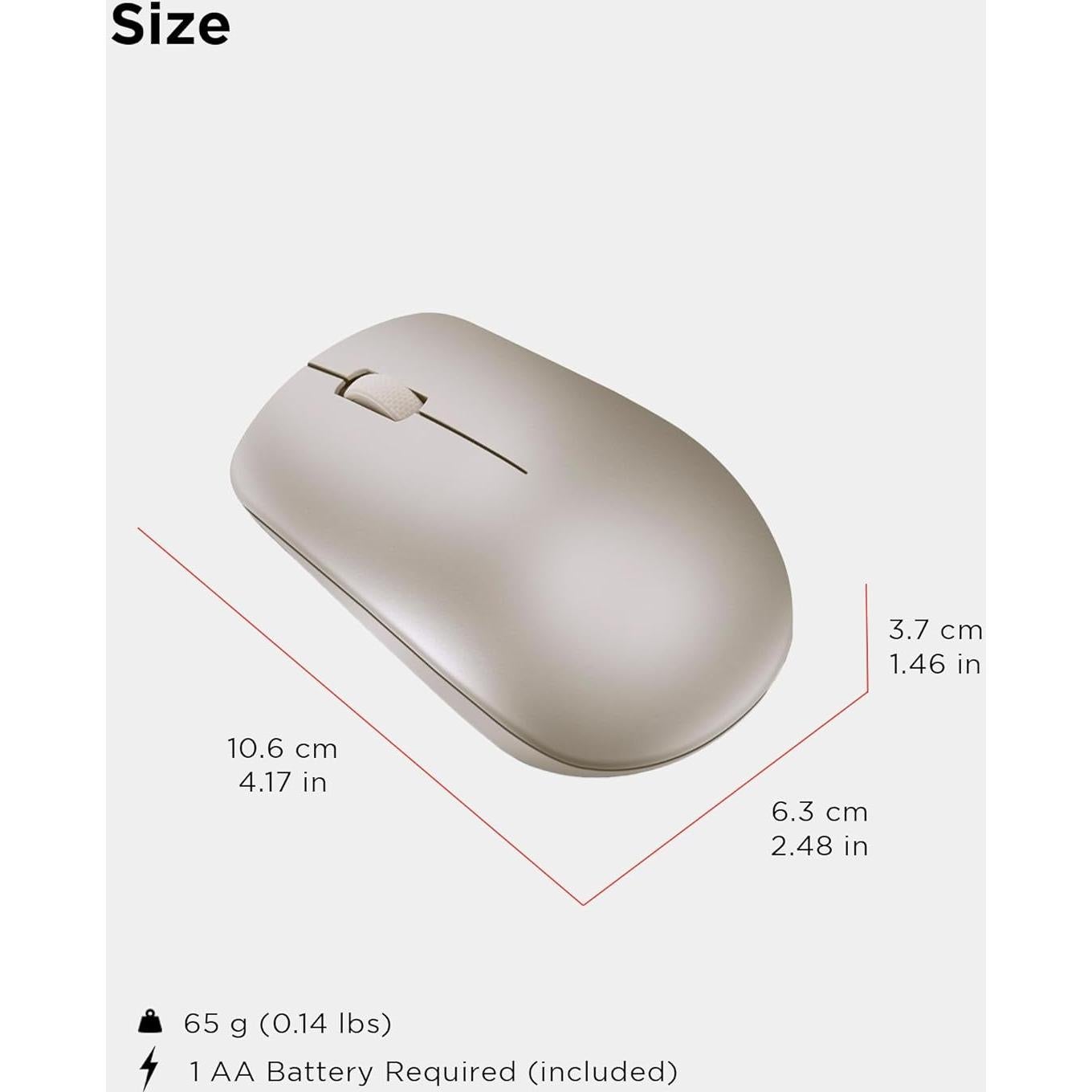 Ratón Inalámbrico Lenovo 530, 1200 DPI, Ergonómico, Almendra