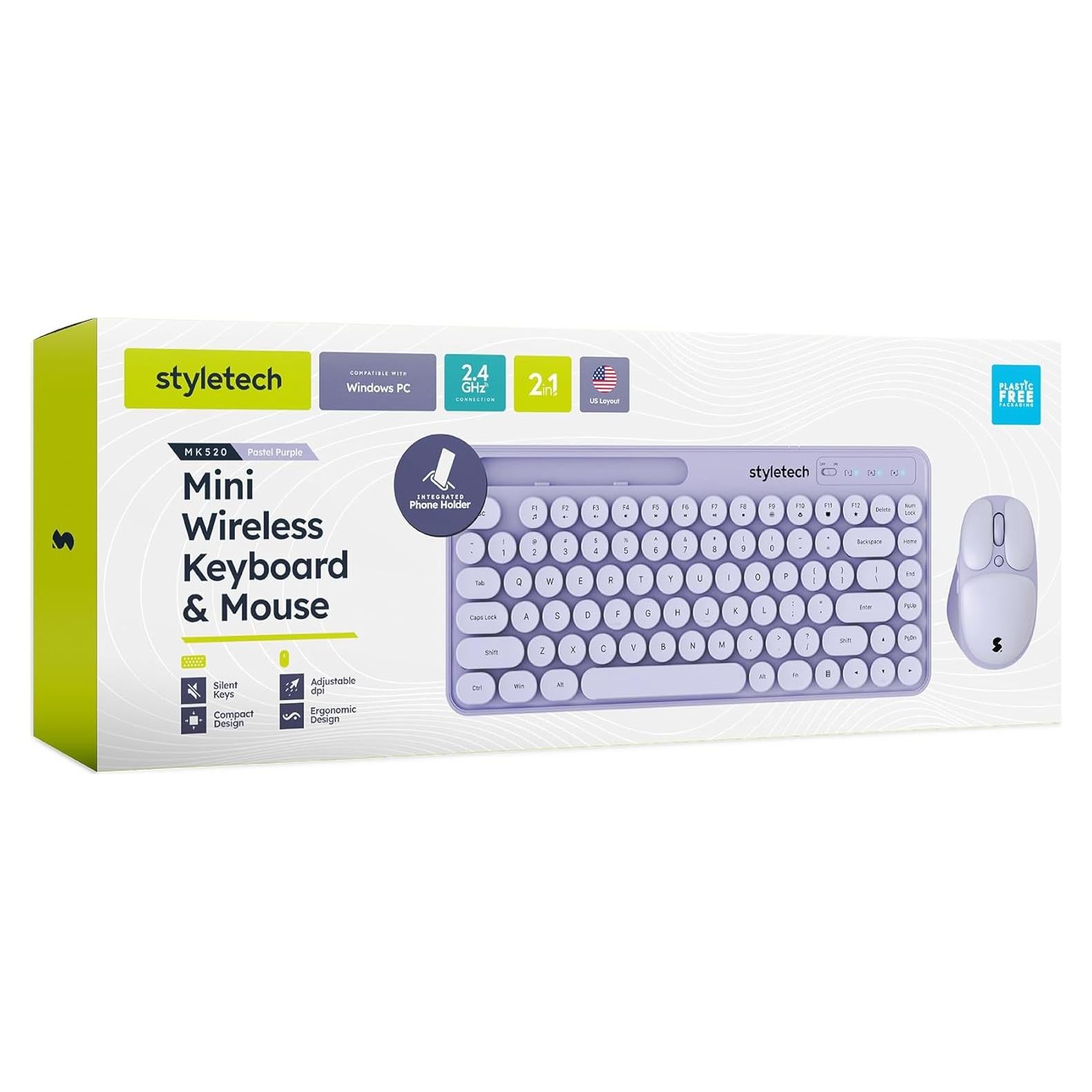 Teclado y Ratón Inalámbrico ABP MK520 Lavanda Pastel