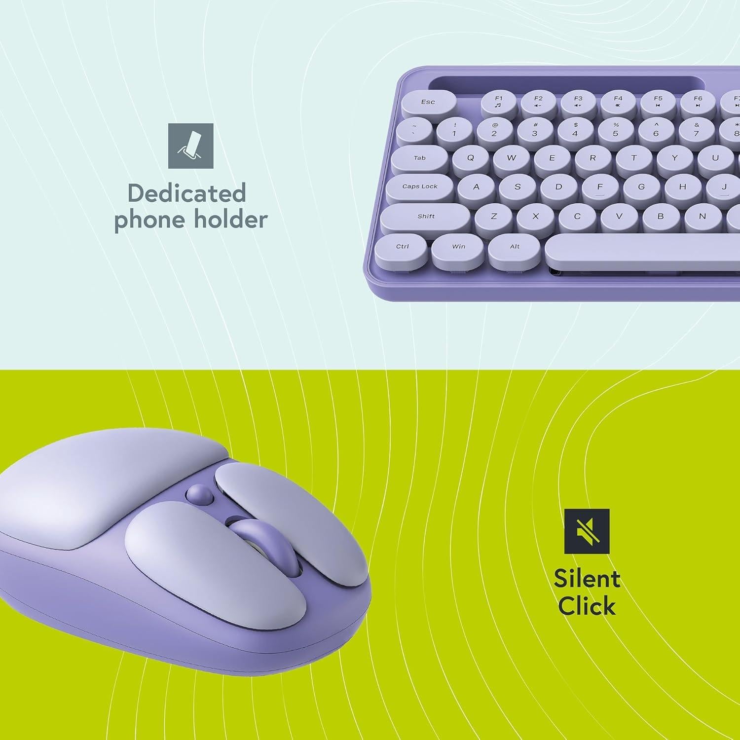 Teclado y Ratón Inalámbrico ABP MK520 Lavanda Pastel