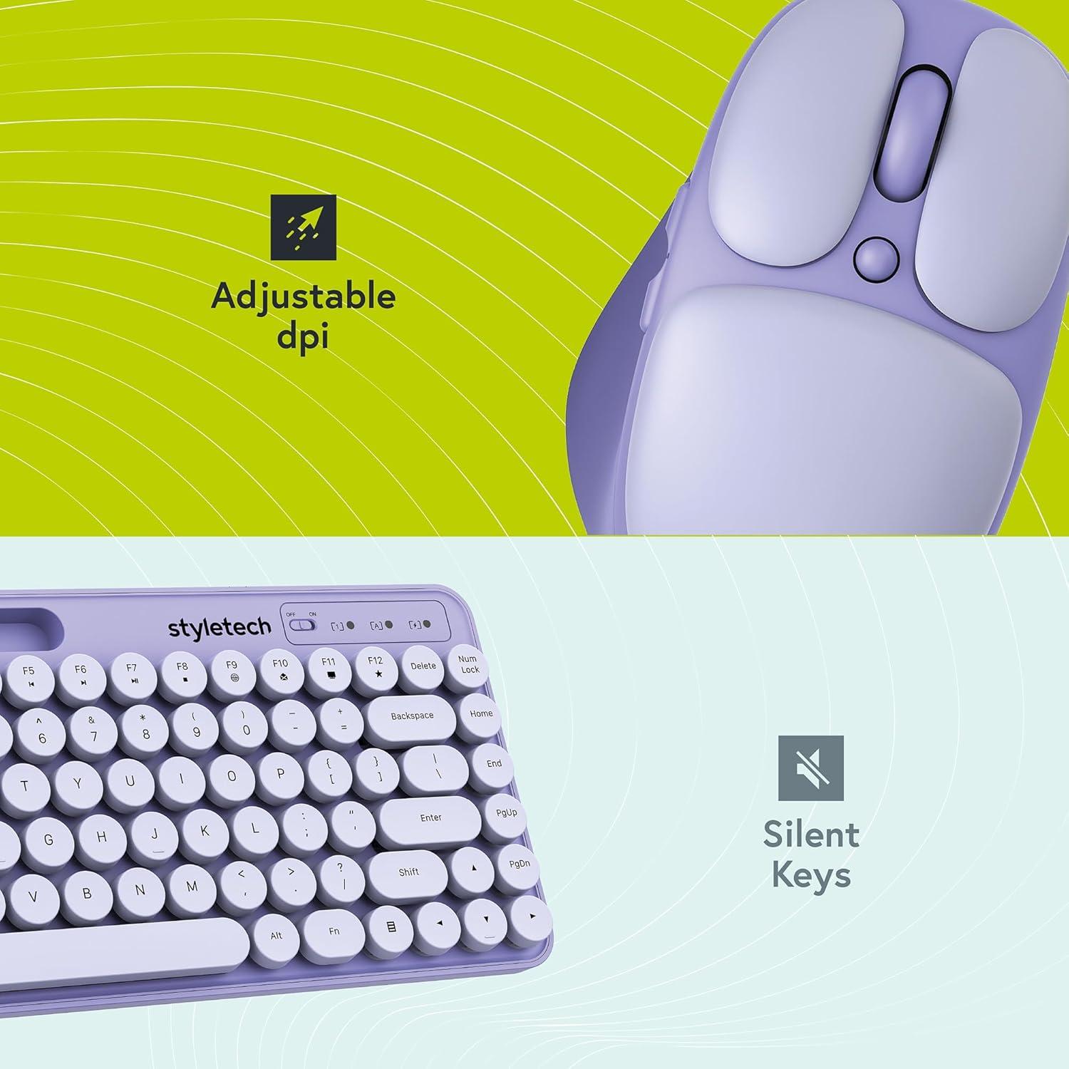 Teclado y Ratón Inalámbrico ABP MK520 Lavanda Pastel